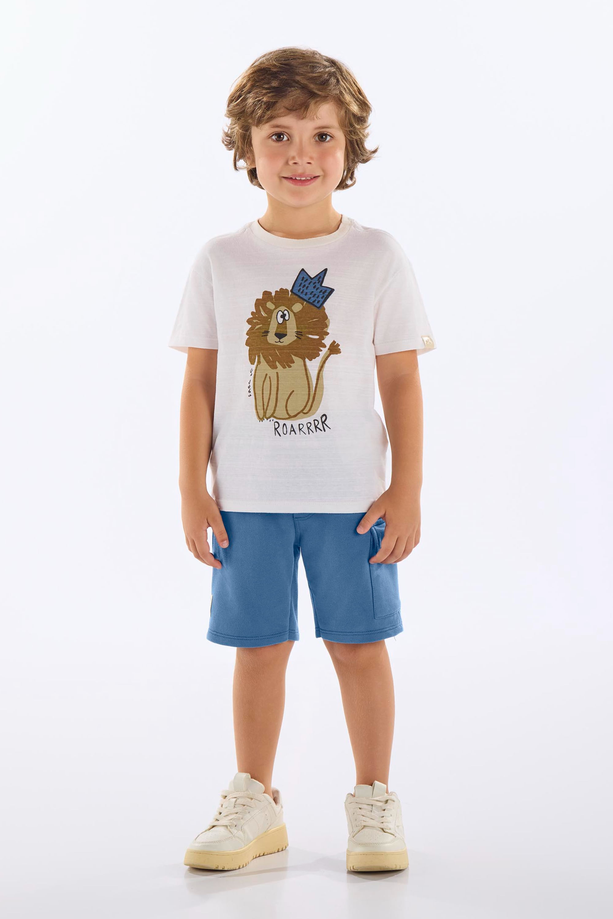 Conjunto com Camiseta Rei Leão e Bermuda Infantil Masculino (Off White) Up Baby - Imagem 17