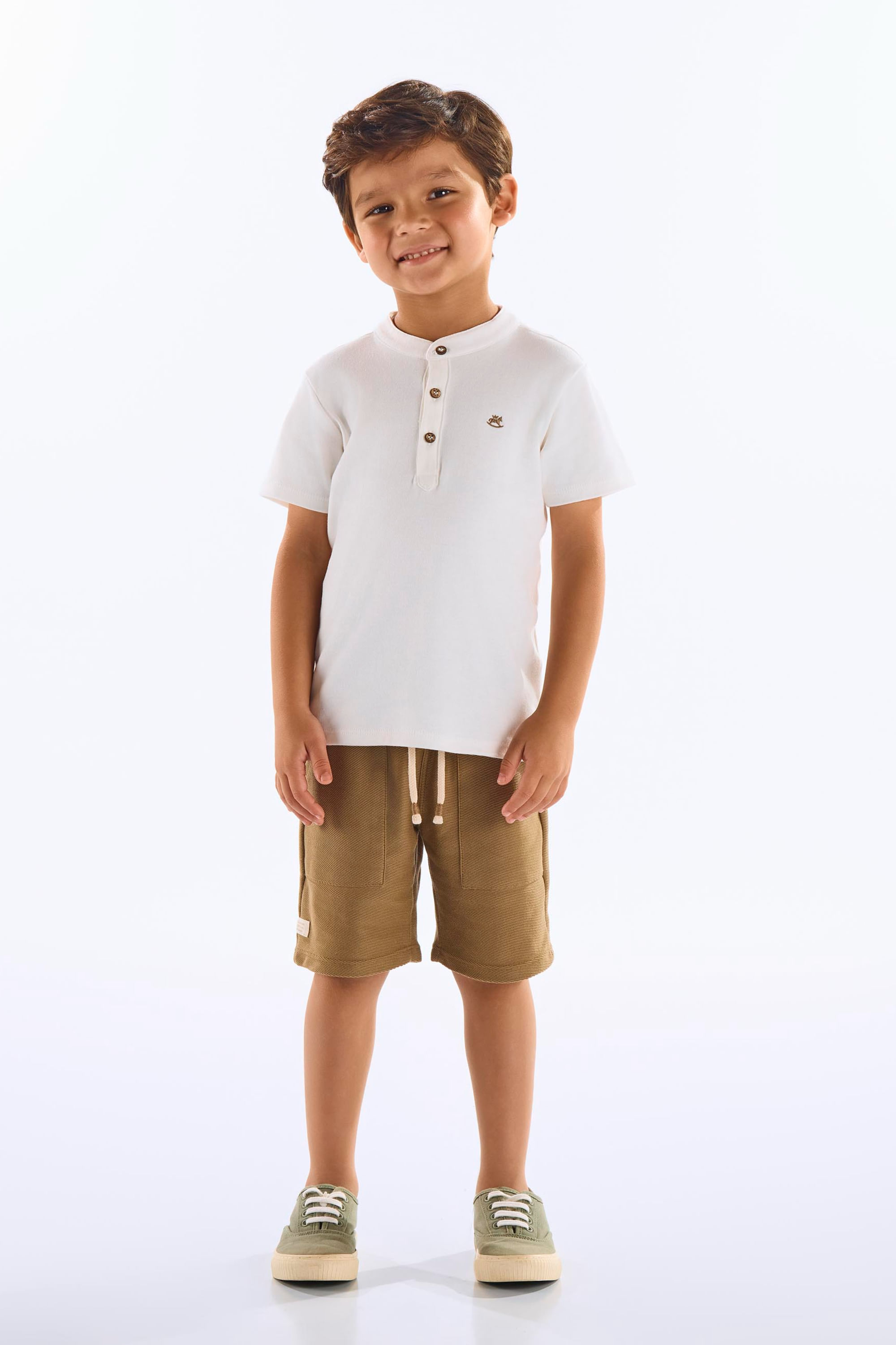 Conjunto com Camiseta e Bermuda Infantil Masculino (Off White) Up Baby - Imagem 8