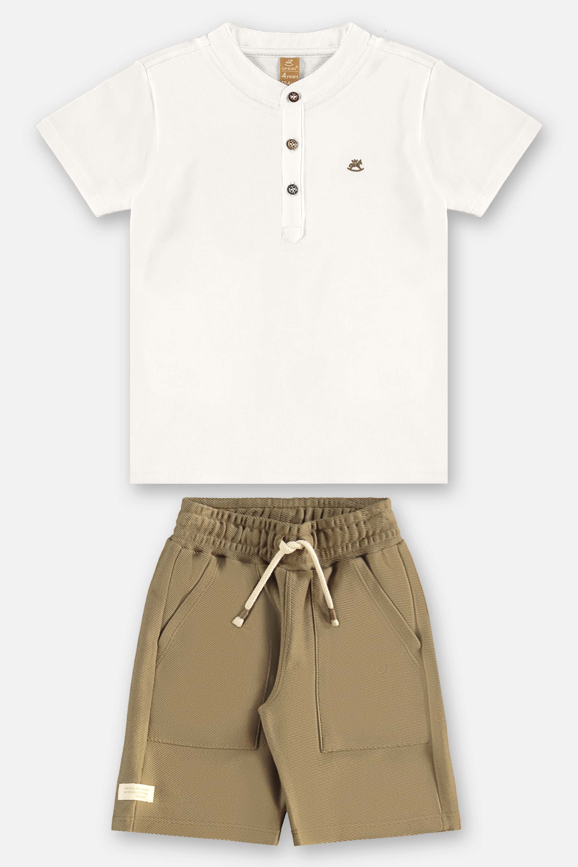 Conjunto com Camiseta e Bermuda Infantil Masculino (Off White) Up Baby - Imagem 44
