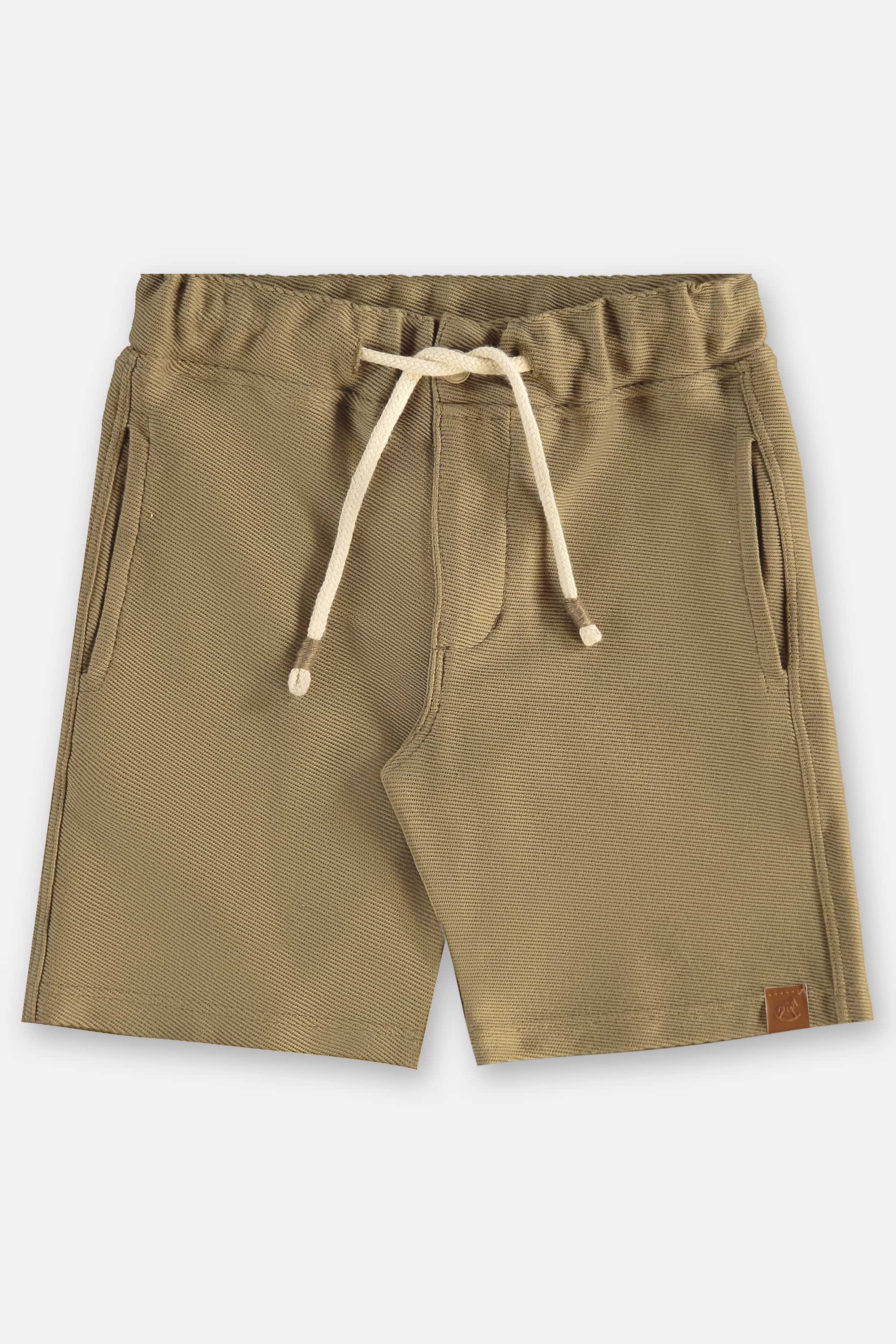 Bermuda Infantil Masculina em Malha Sarjada (Marrom) Up Baby