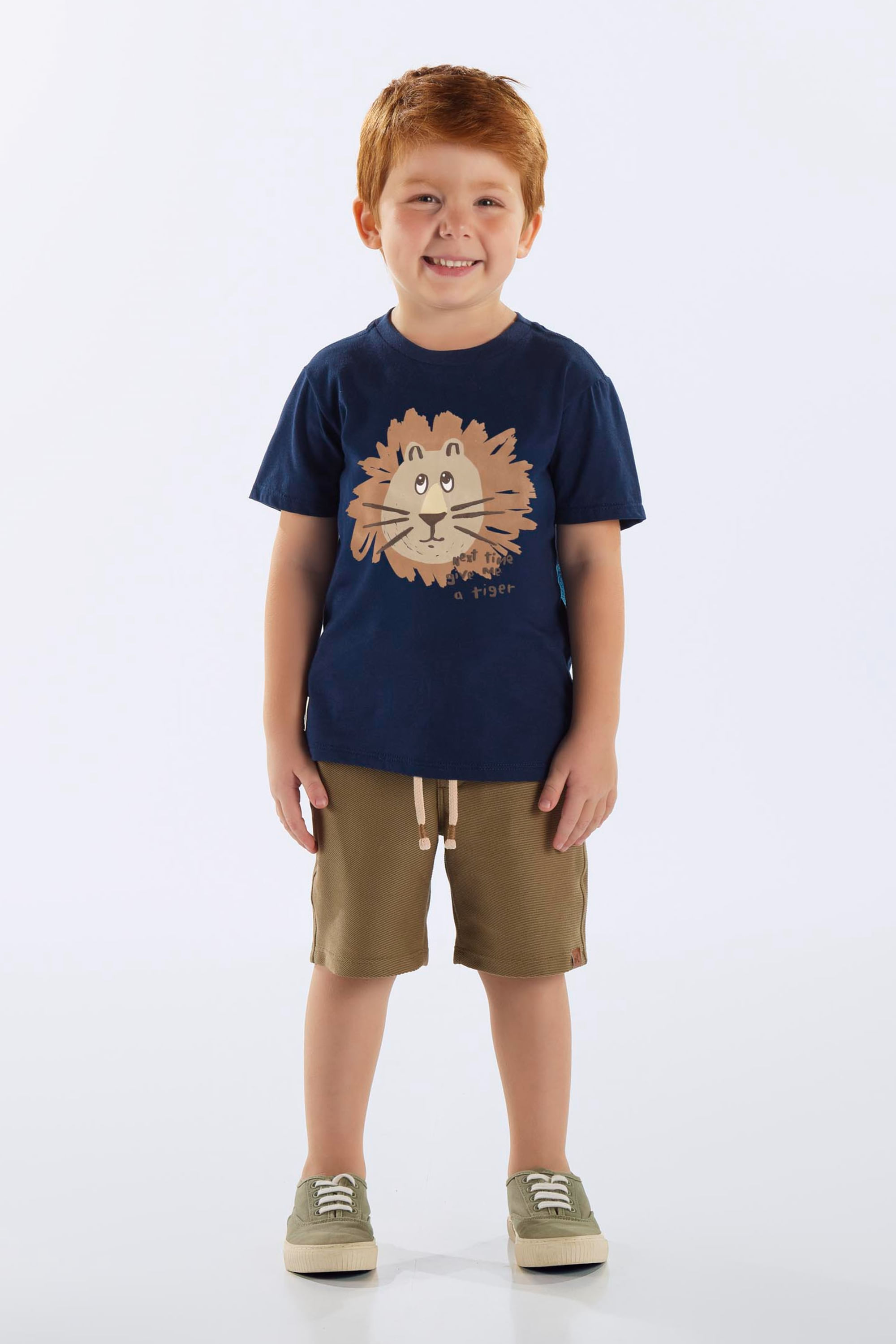 Bermuda Infantil Masculina em Malha Sarjada (Marrom) Up Baby - Imagem 6