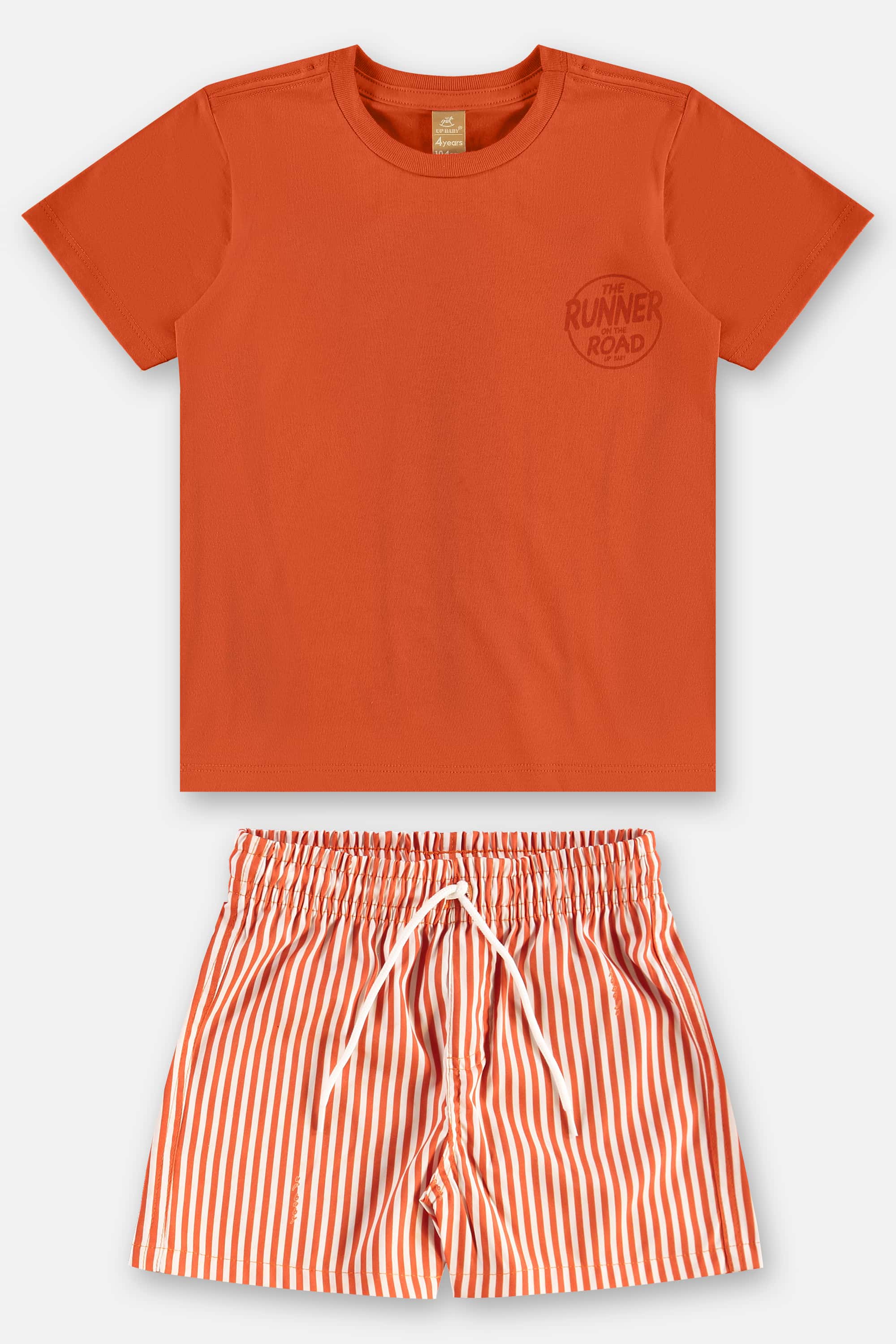Conjunto Infantil Masculino com Camiseta e Short Listrado (Laranja) Up Baby - Imagem 23