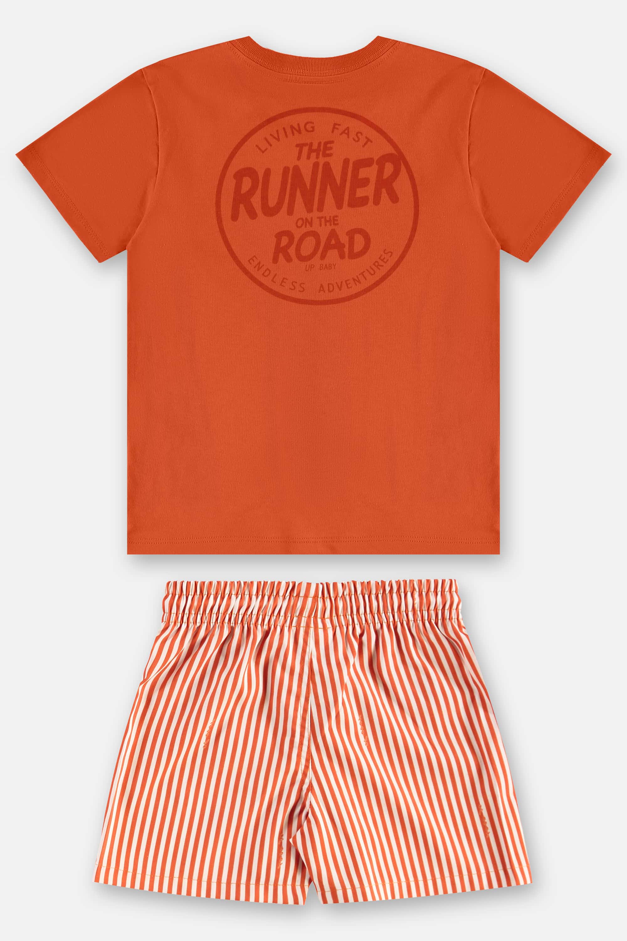 Conjunto Infantil Masculino com Camiseta e Short Listrado (Laranja) Up Baby - Imagem 33