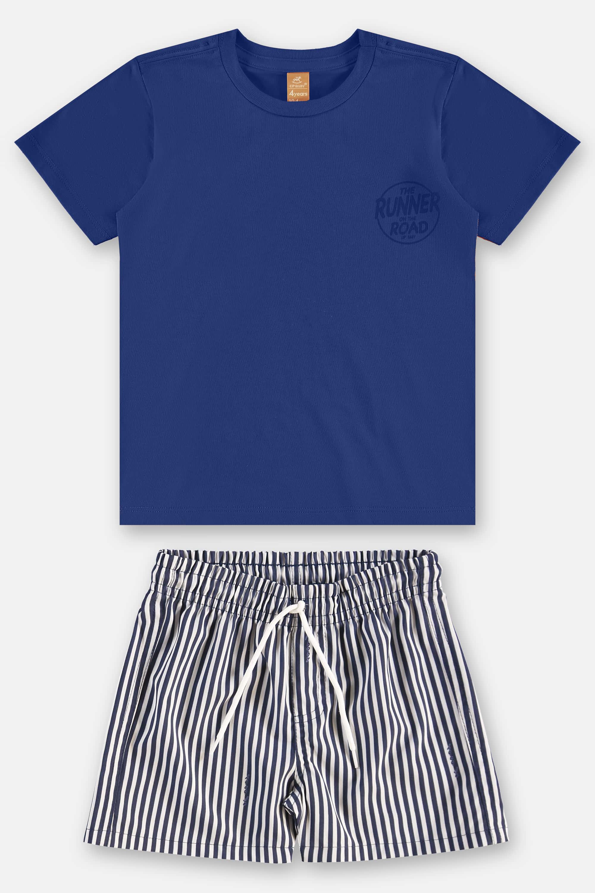 Conjunto Infantil Masculino com Camiseta e Short Listrado (Azul) Up Baby - Imagem 44