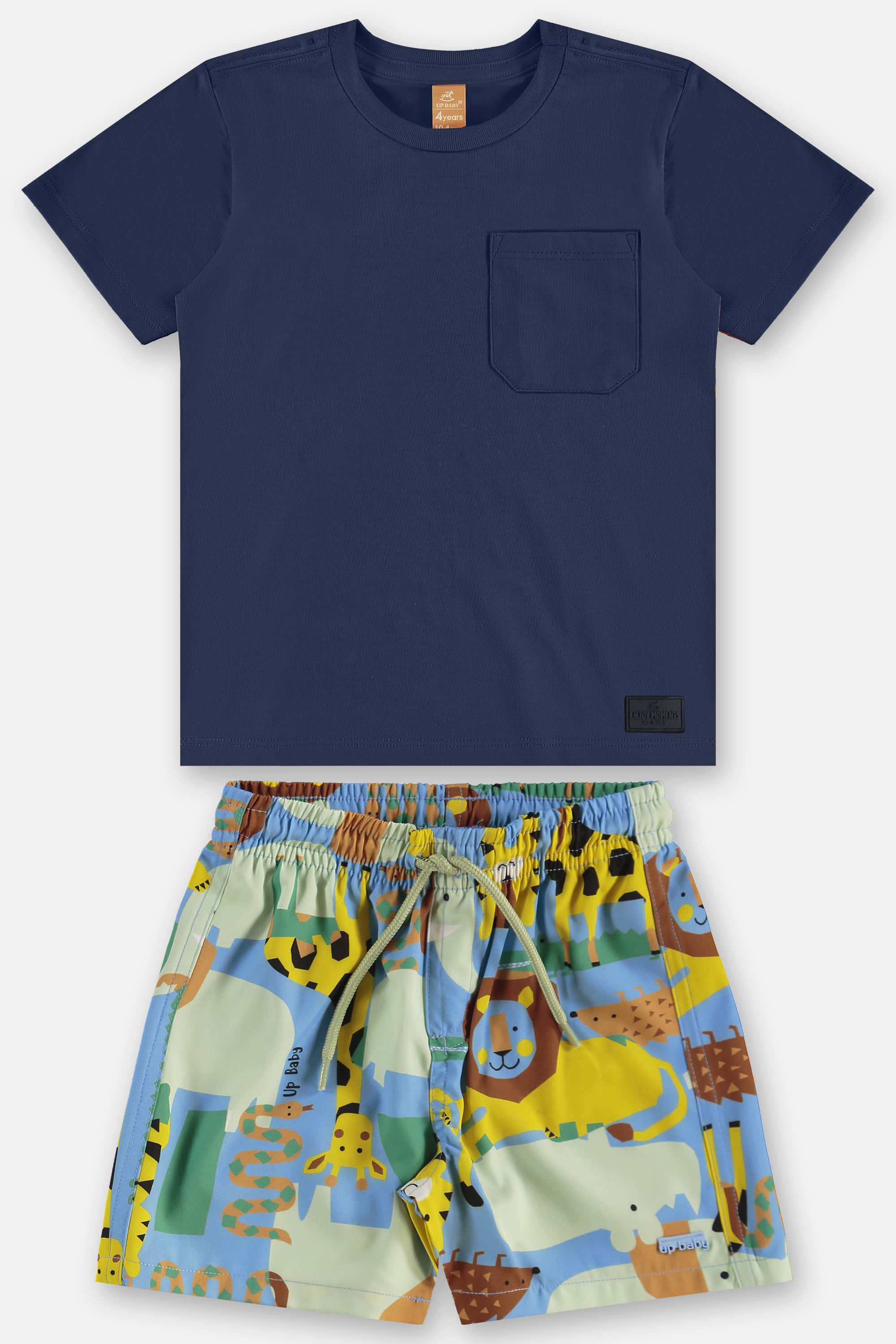 Conjunto Infantil Masculino com Camiseta e Short Animais (Azul) Up Baby - Imagem 50