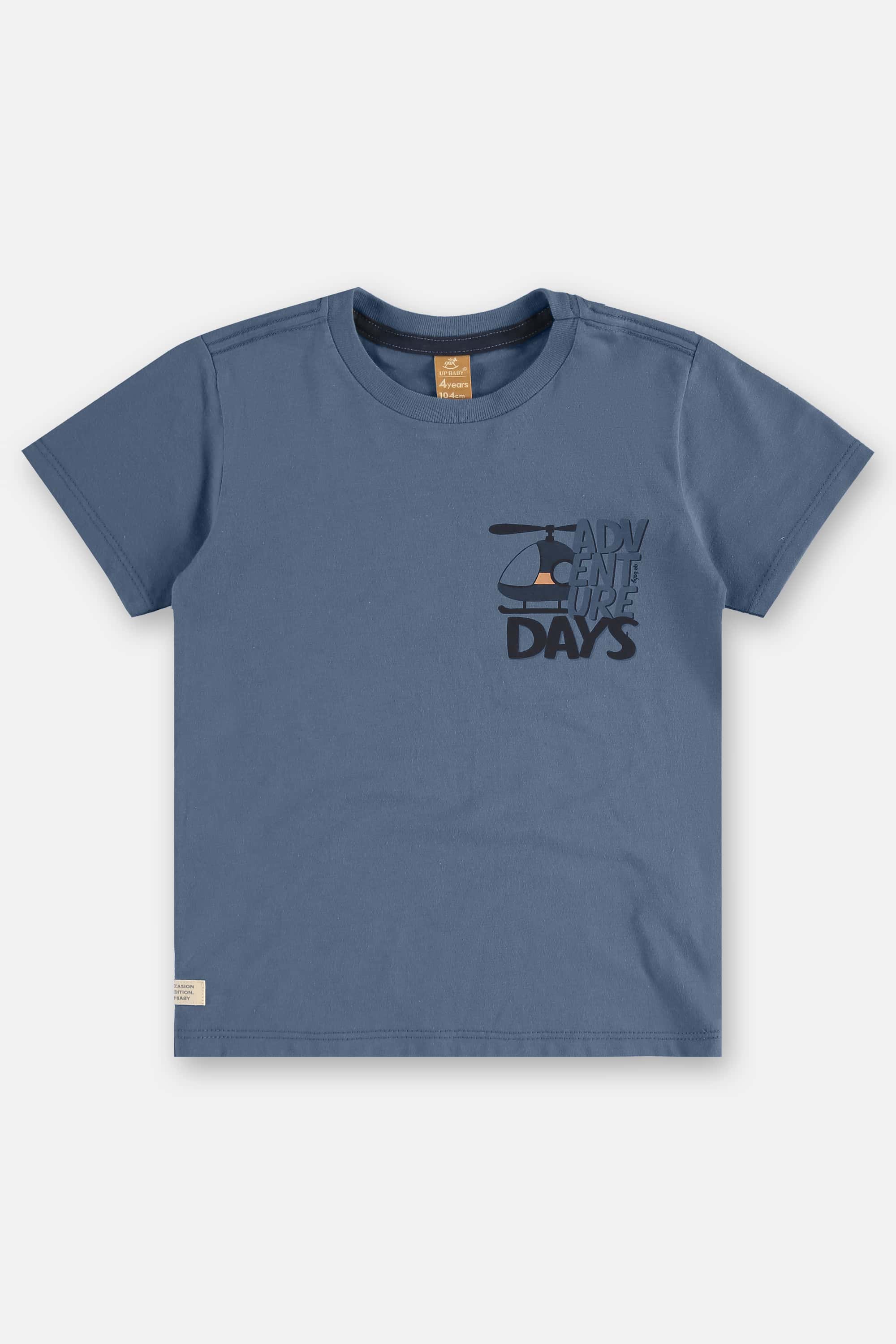 Conjunto Infantil com Camiseta em Algodão e Bermuda em Moletom (Azul) Up Baby - Imagem 43