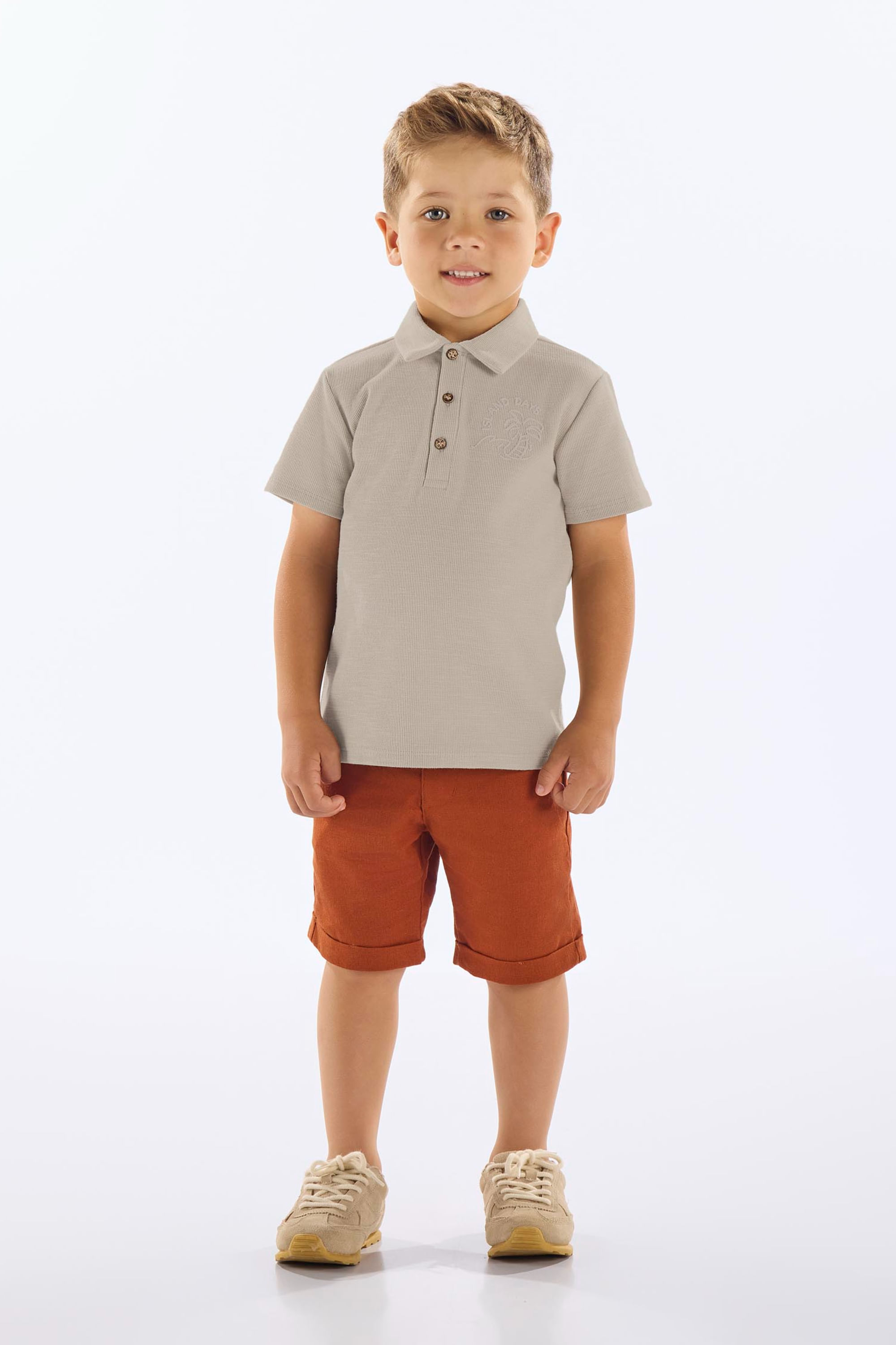Camisa Polo Infantil Masculino em Algodão Texturizado (Cinza) Up Baby - Imagem 16