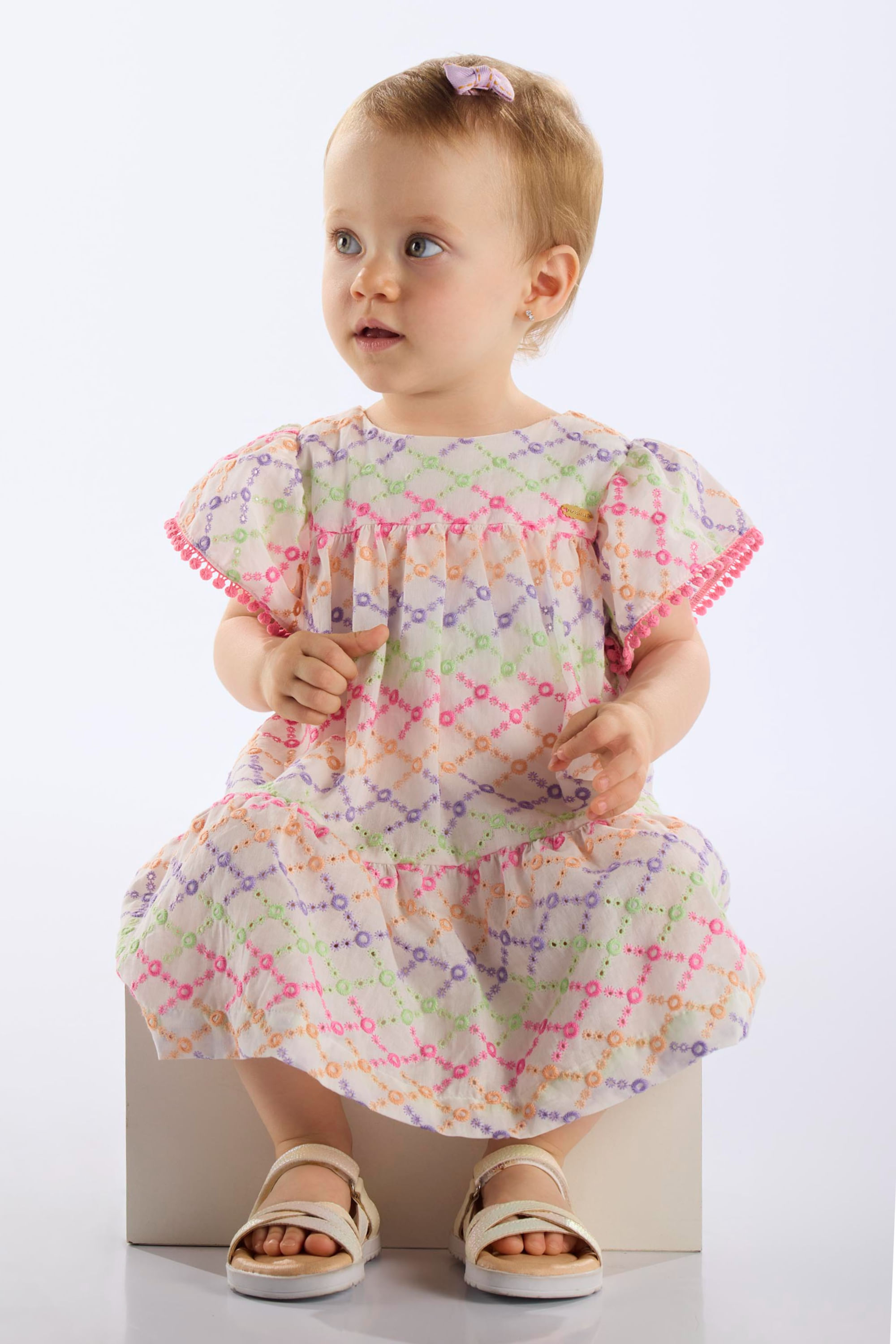 Vestido em Laise Forrado para Bebê (Off White) Up Baby