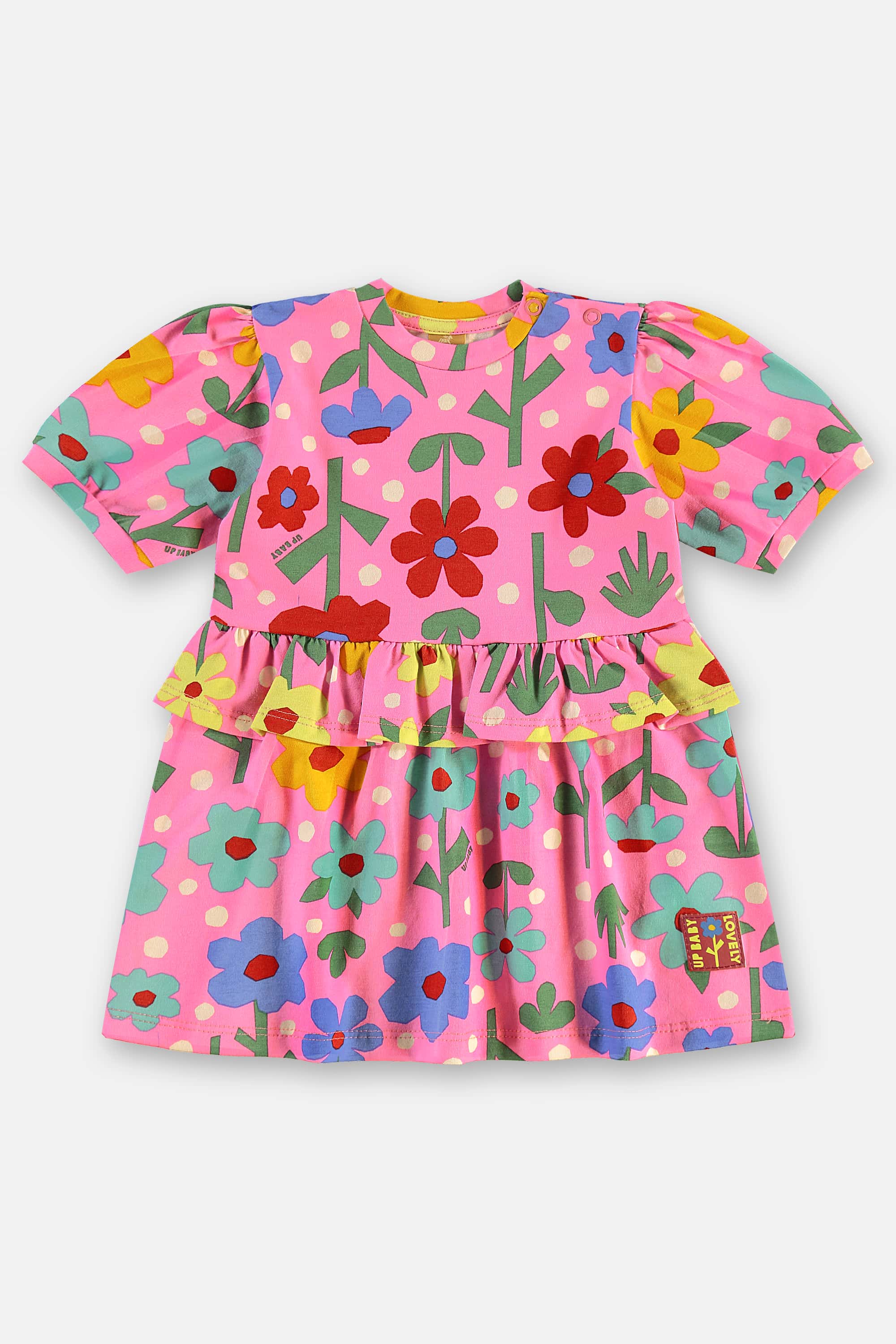 Vestido Floral em Cotton para Bebê Menina (Rosa Pink) Up Baby