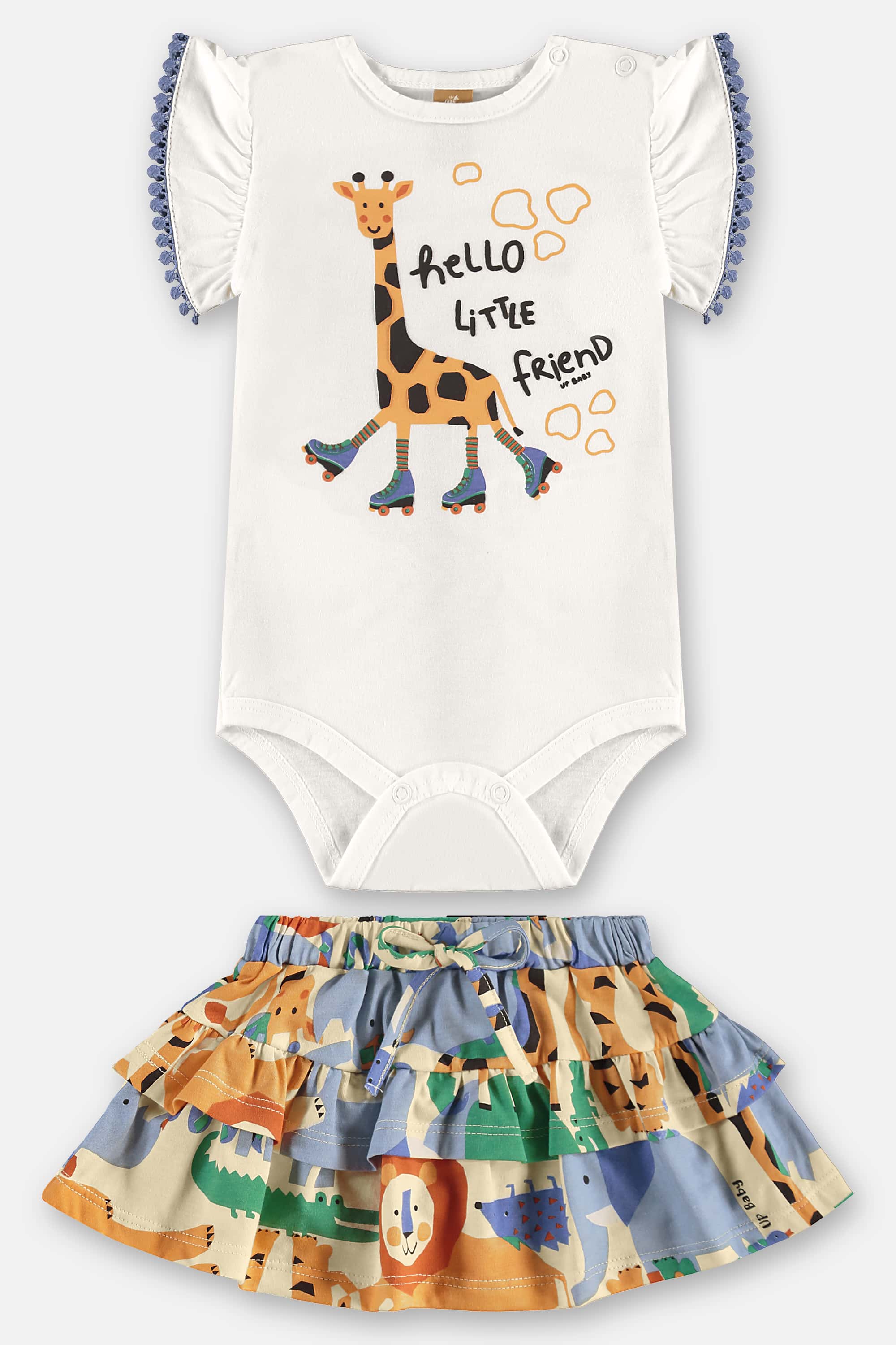 Conjunto com Body e Saia Bichinhos para Bebê Menina (Off White) Up Baby - Imagem 19