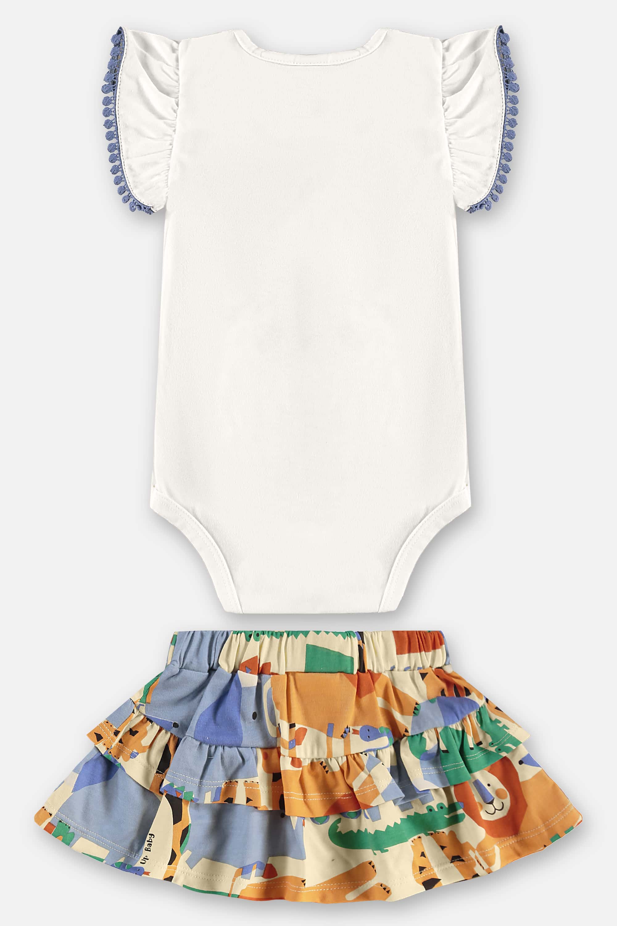 Conjunto com Body e Saia Bichinhos para Bebê Menina (Off White) Up Baby - Imagem 4