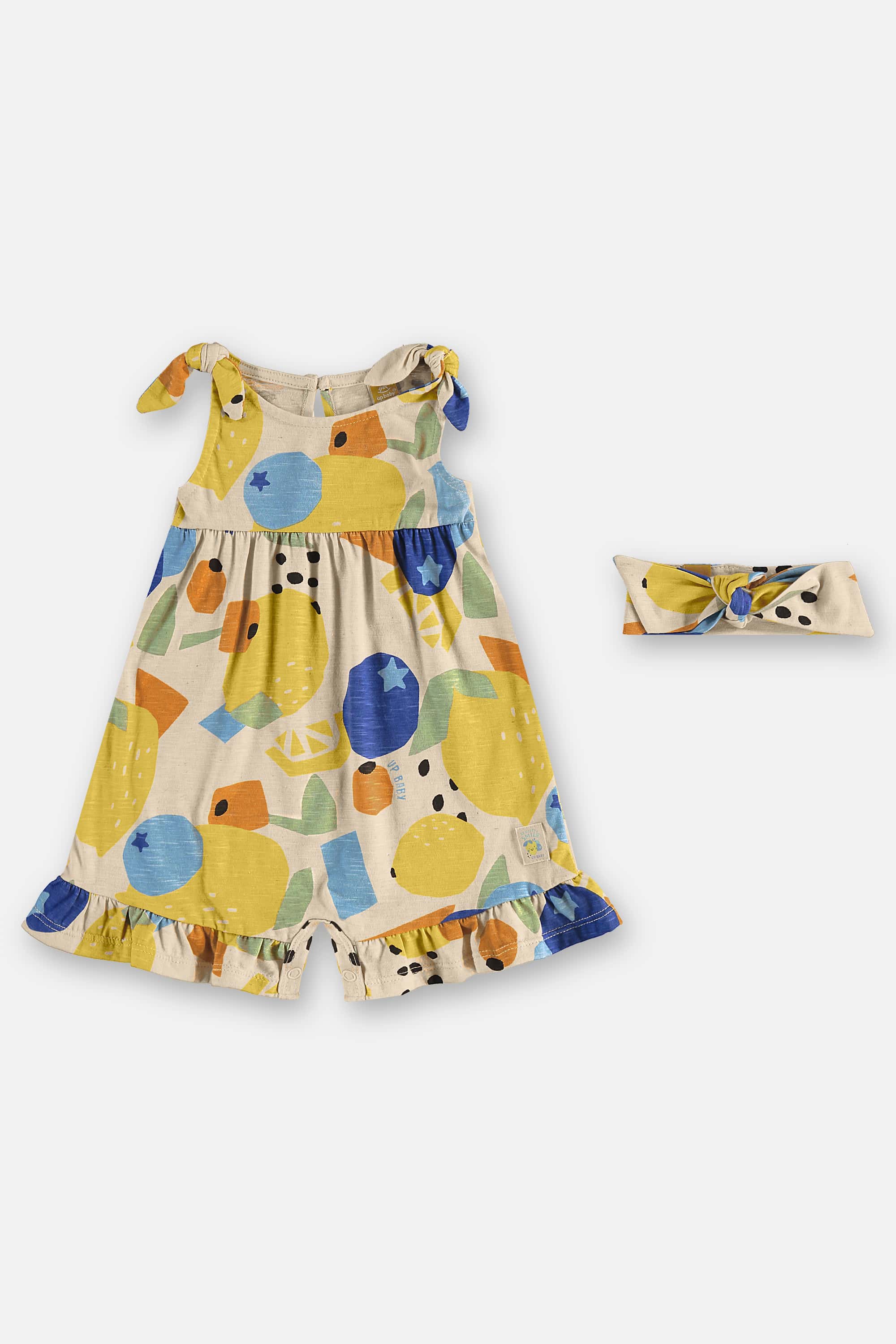 Macacão e Faixa Frutas para Bebê Menina (Bege) Up Baby