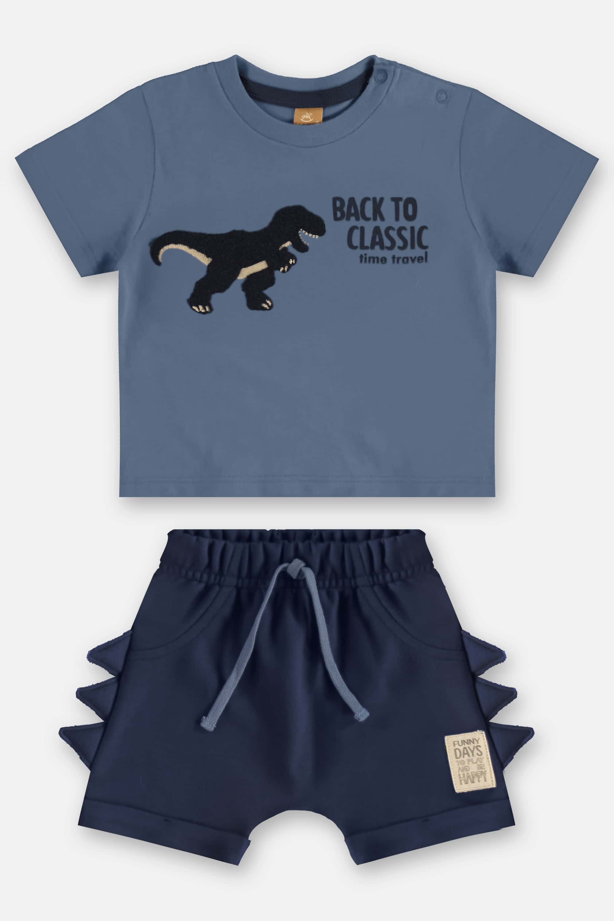Conjunto Dino com Camiseta e Bermuda para Bebê Menino (Azul) Up Baby - Imagem 19