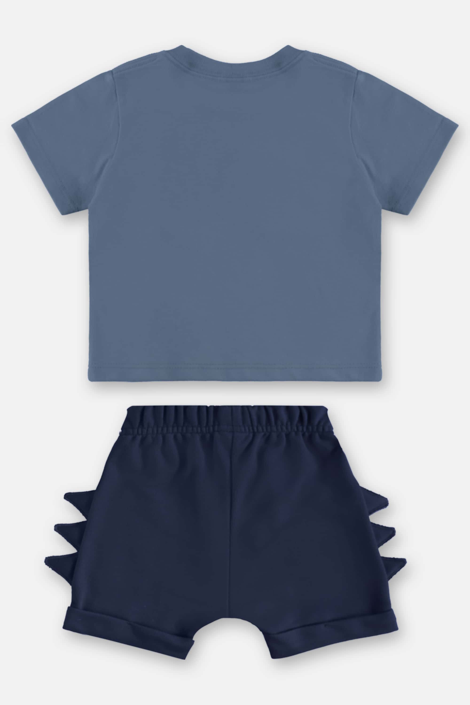 Conjunto Dino com Camiseta e Bermuda para Bebê Menino (Azul) Up Baby - Imagem 34