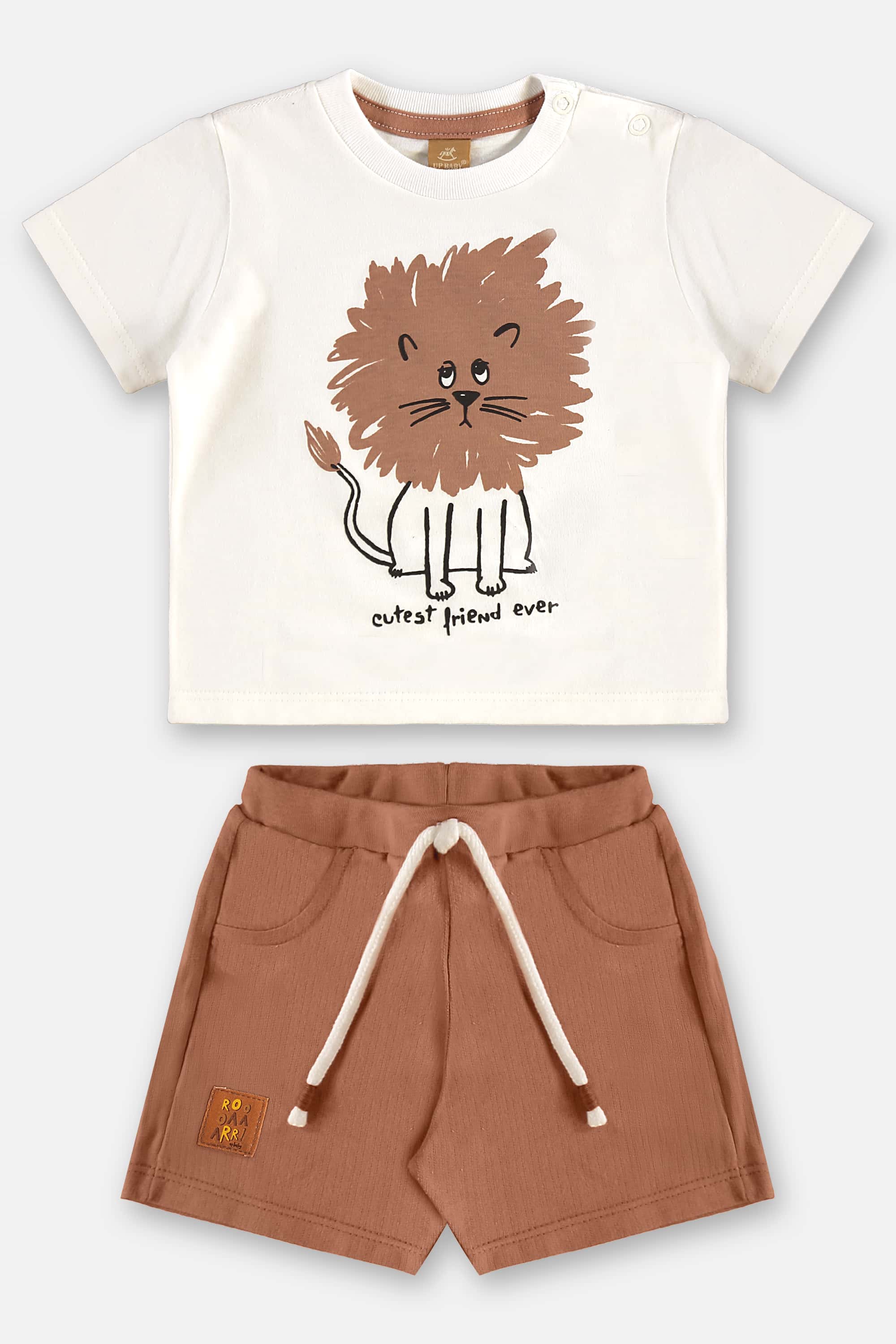 Conjunto com Camiseta Leão e Bermuda para Bebê Menino (Off White) Up Baby - Imagem 9