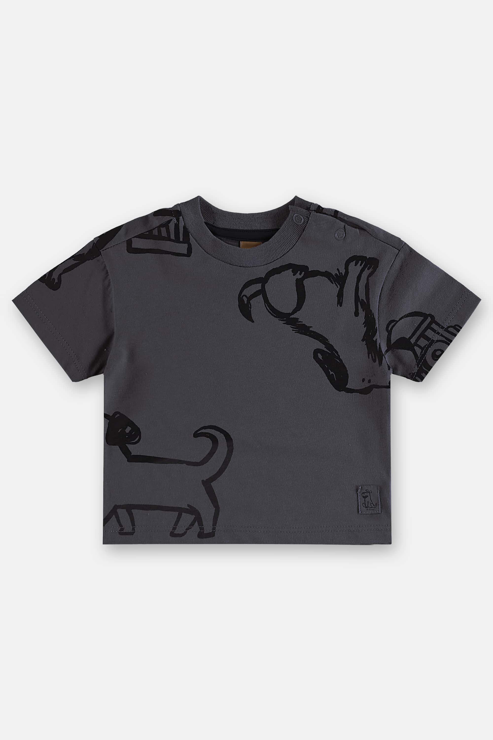 Conjunto com Camiseta Cachorrinho e Bermuda para Bebê Menino (Cinza Escuro) Up Baby - Imagem 17