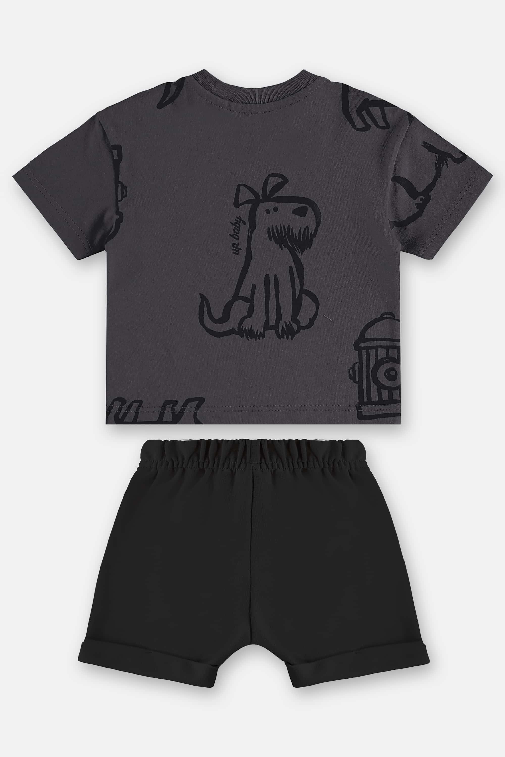 Conjunto com Camiseta Cachorrinho e Bermuda para Bebê Menino (Cinza Escuro) Up Baby - Imagem 33