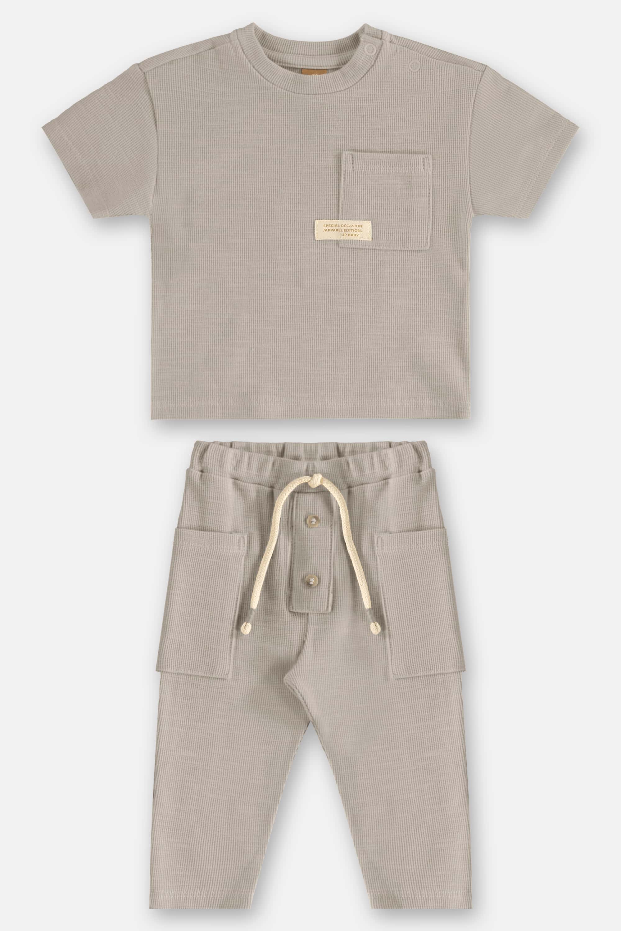 Conjunto com Camiseta e Calça para Bebê Menino (Cinza Claro) Up Baby