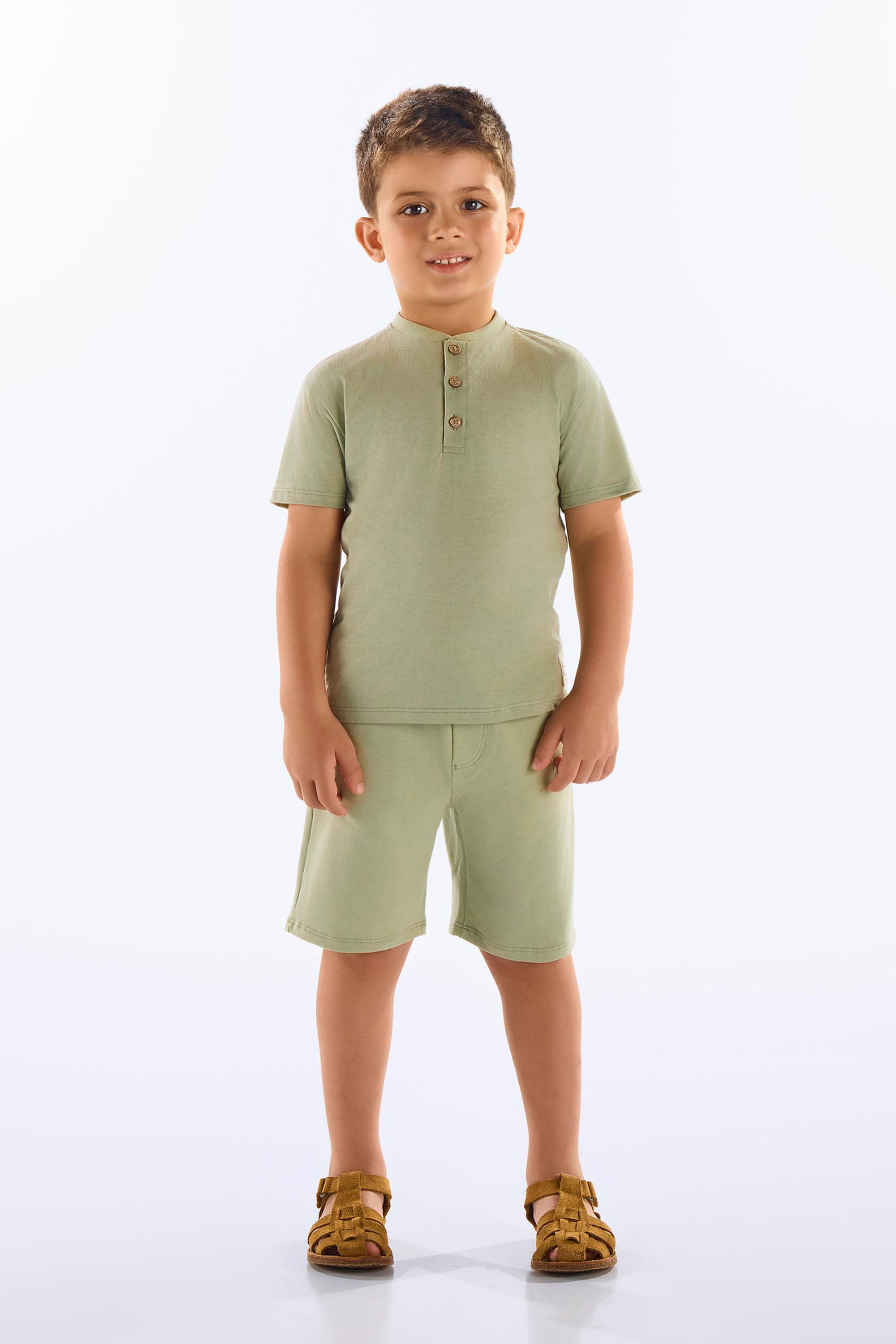 Conjunto Nature Infantil Masculino com Camiseta e Bermuda (Verde) Up Baby