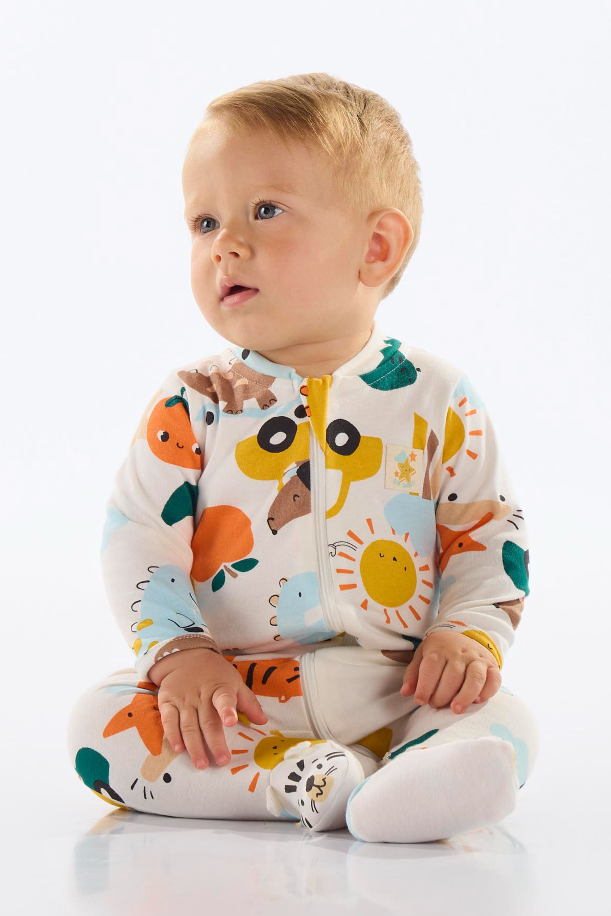 Macacão Estampado Unissex para Bebê (Laranja) Up Baby