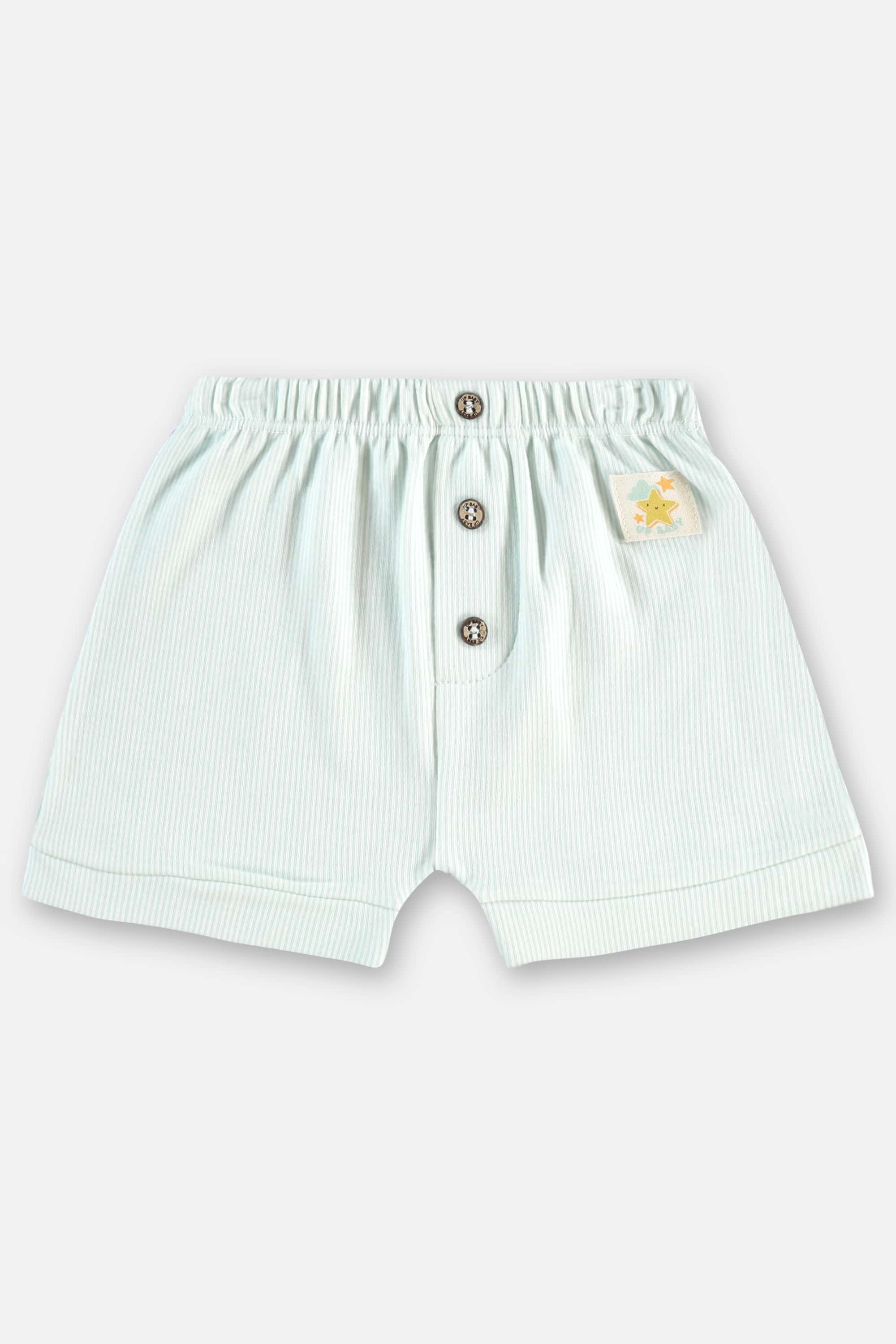 Short Listrado em Suedine para Bebê Menino (Azul) Up Baby