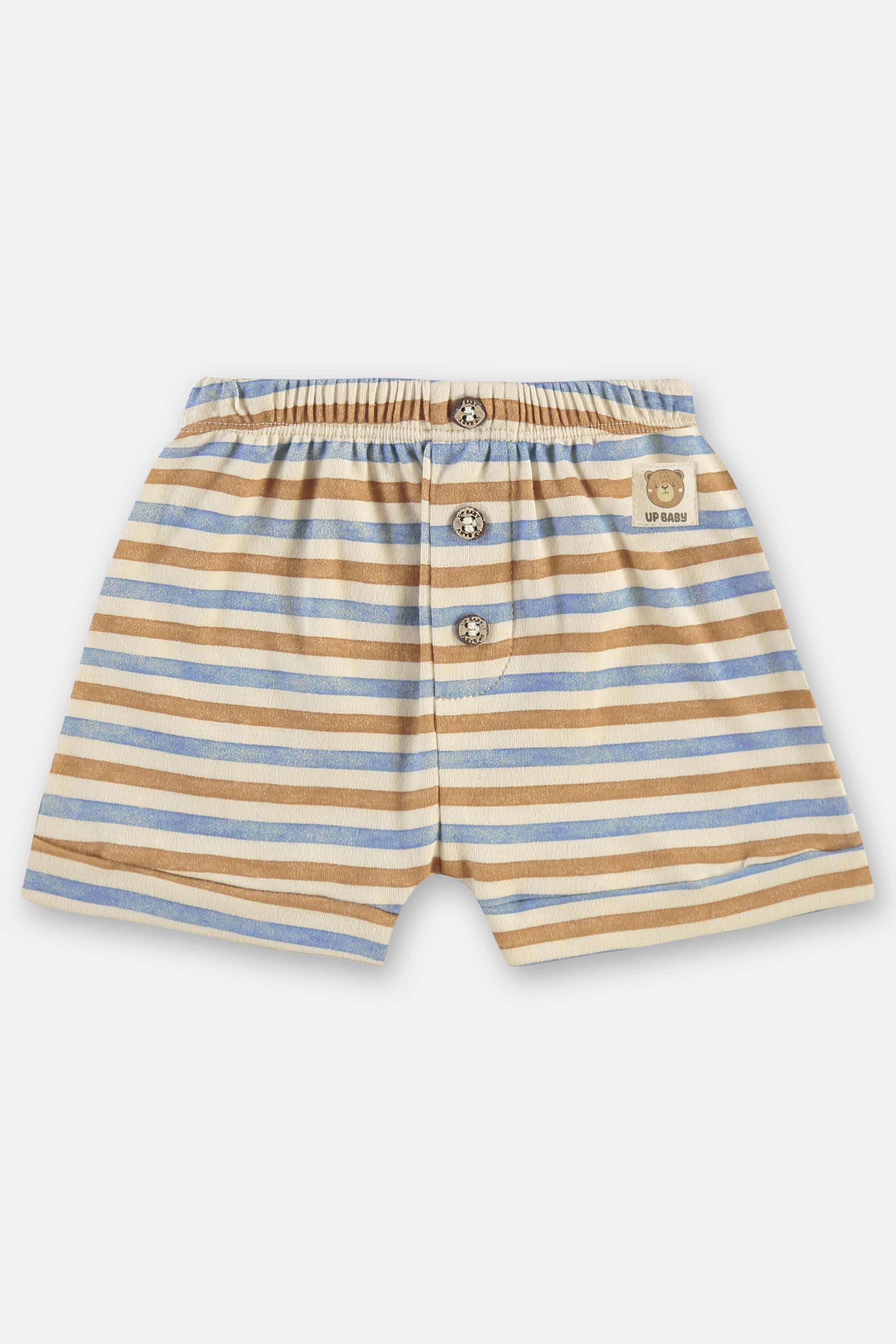 Short Listrado em Suedine para Bebê Menino (Marrom) Up Baby