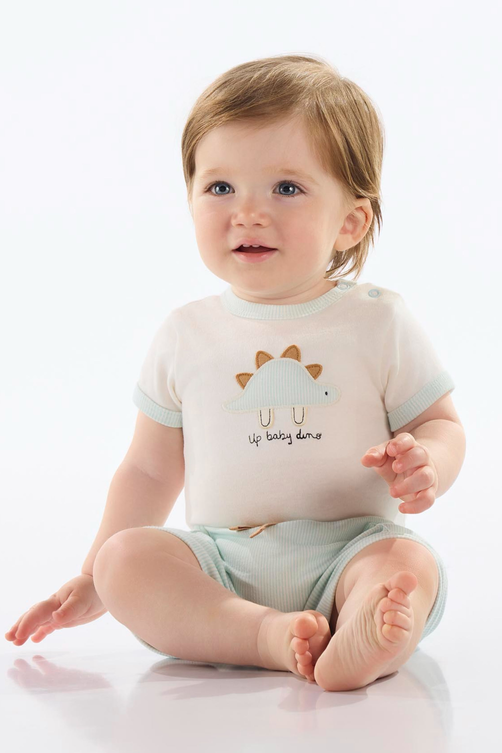 Conjunto com Body e Short Listrado para Bebê Menino (Off White) Up Baby - Imagem 29