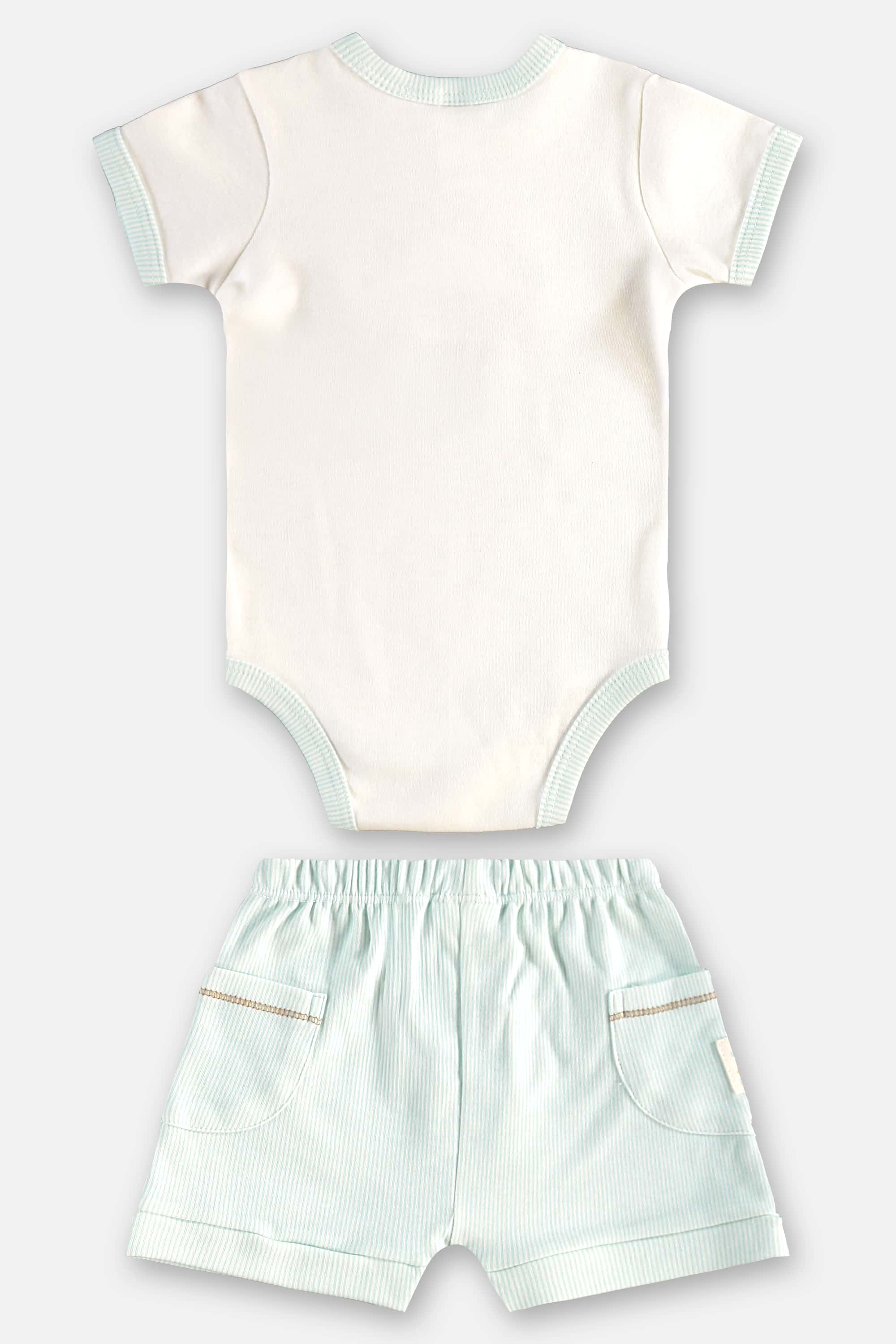 Conjunto com Body e Short Listrado para Bebê Menino (Off White) Up Baby - Imagem 5