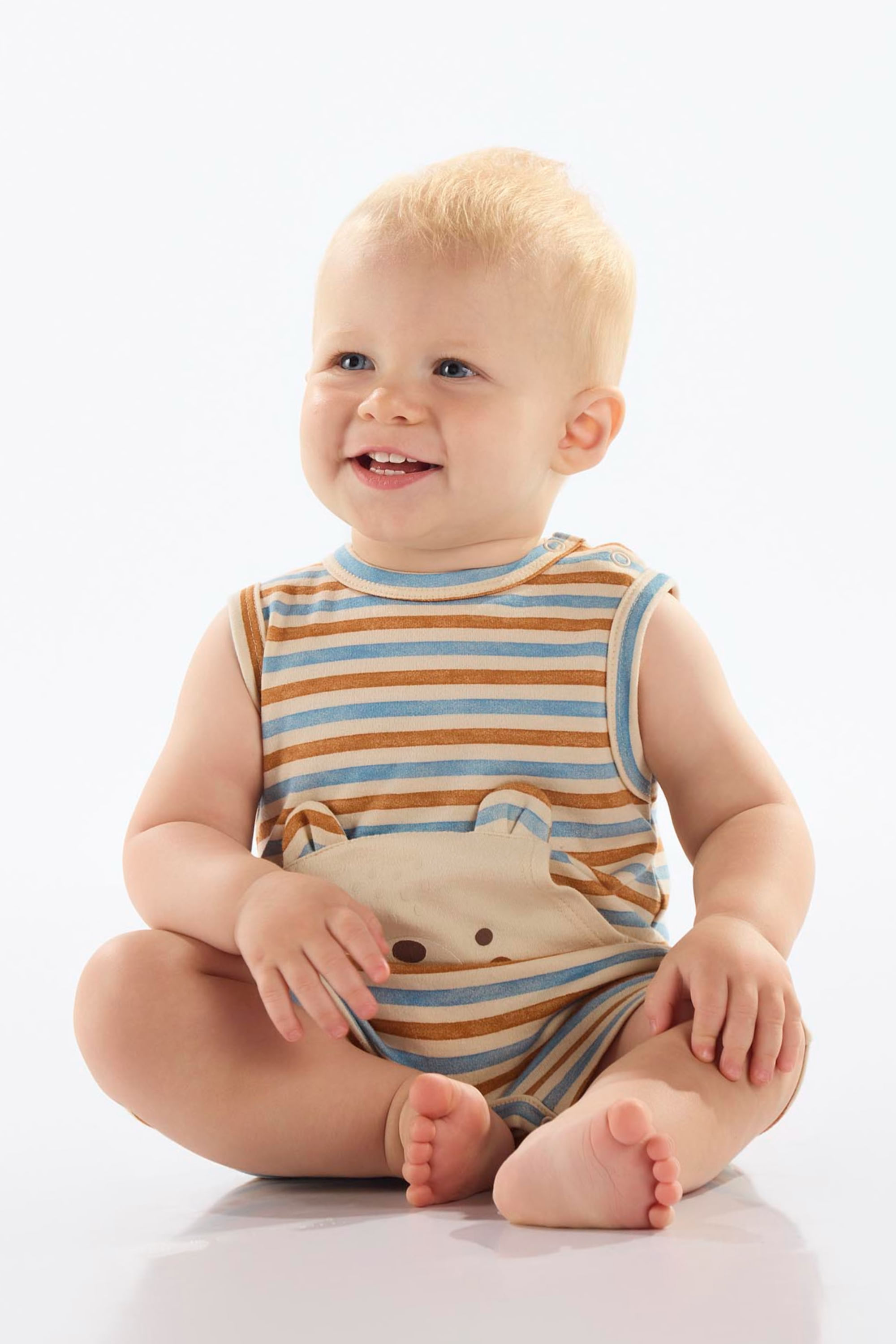 Macaquinho Ursinho Listrado para Bebê Menino (Marrom) Up Baby