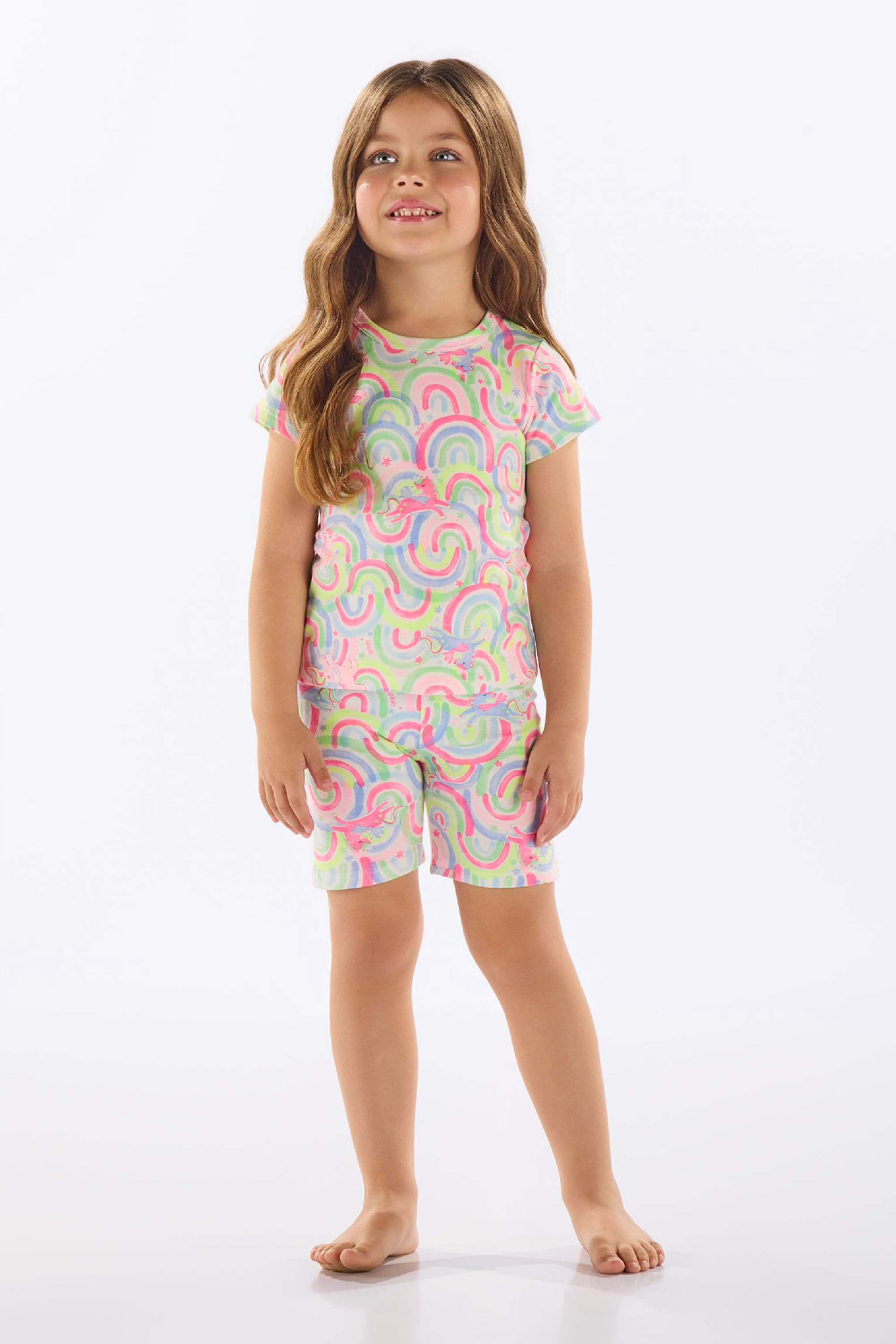 Pijama Infantil Feminino Blusa e Bermuda em Suedine (Multicolor) Up Baby - Imagem 15