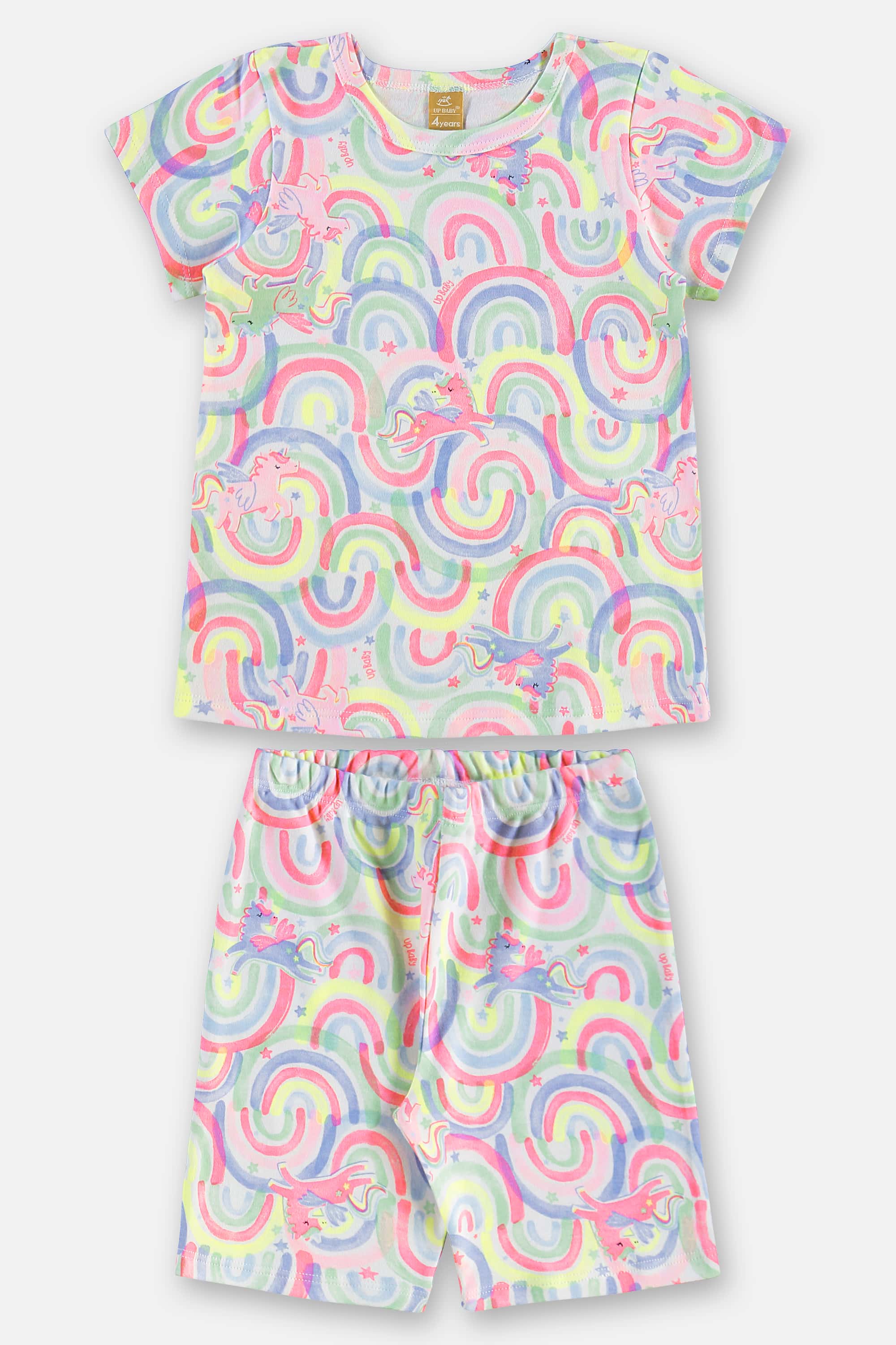 Pijama Infantil Feminino Blusa e Bermuda em Suedine (Multicolor) Up Baby - Imagem 16