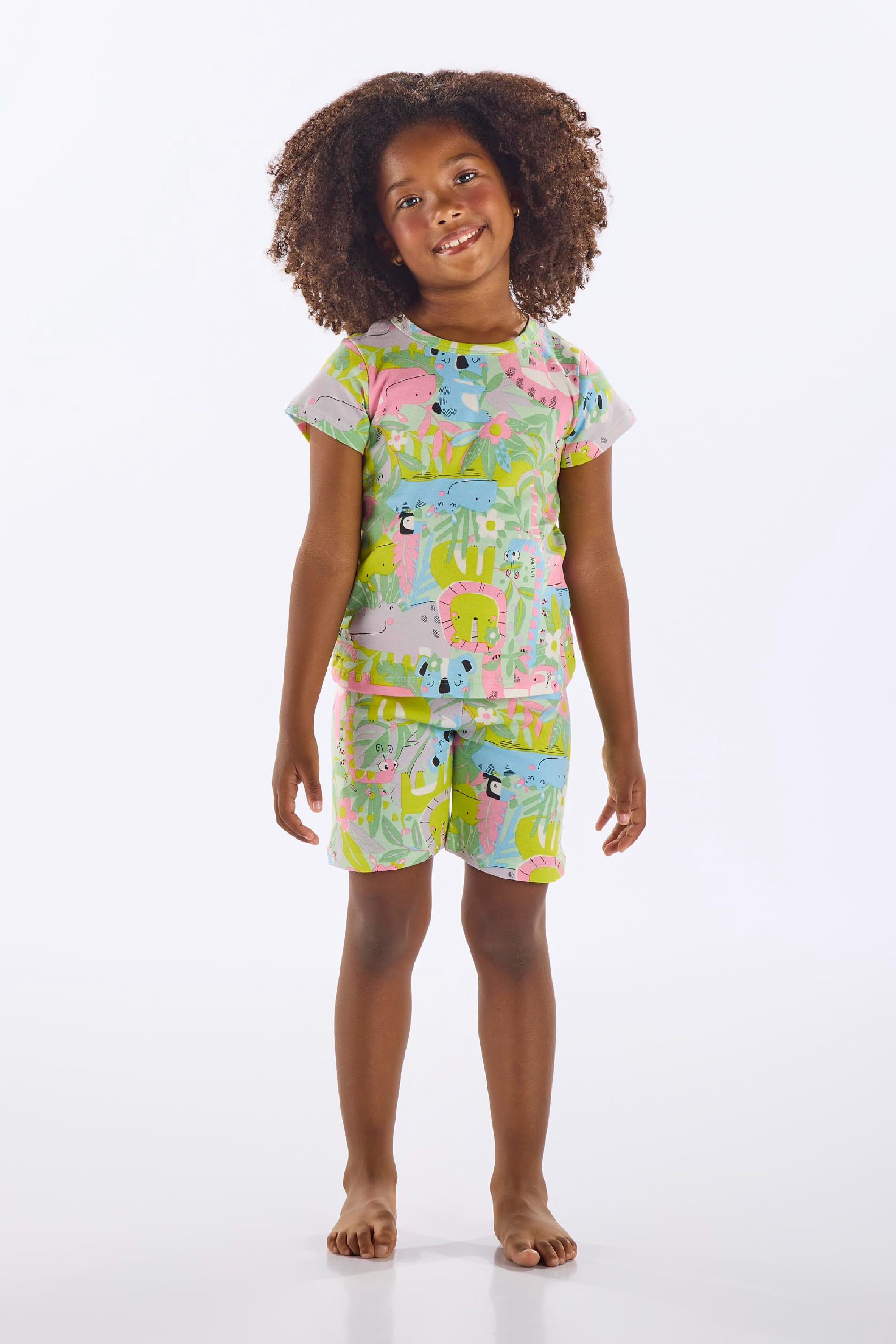 Pijama Infantil Feminino Blusa e Bermuda em Suedine (Verde) Up Baby