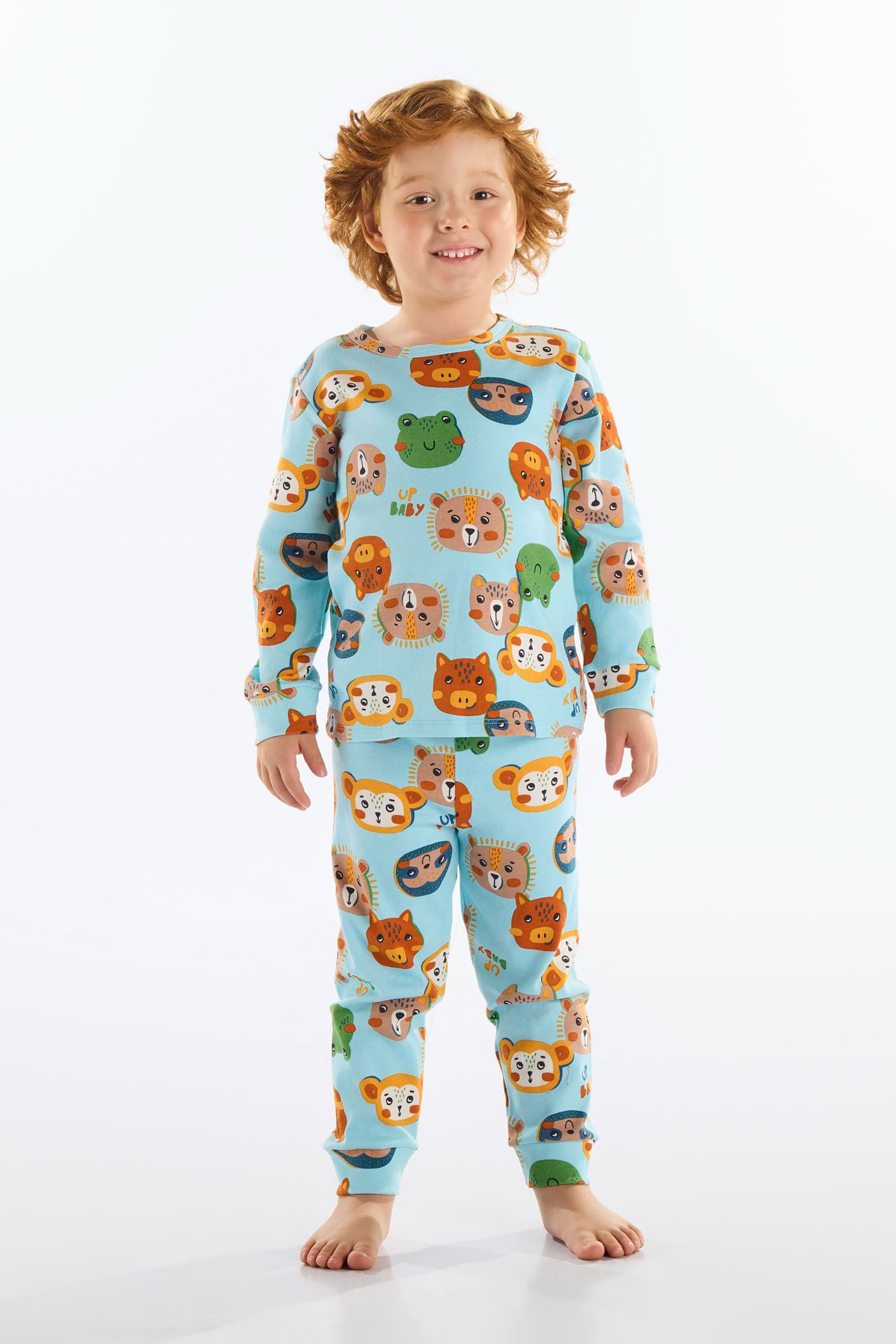 Pijama Infantil Unissex Blusa e Calça em Suedine (Azul Claro) Up Baby