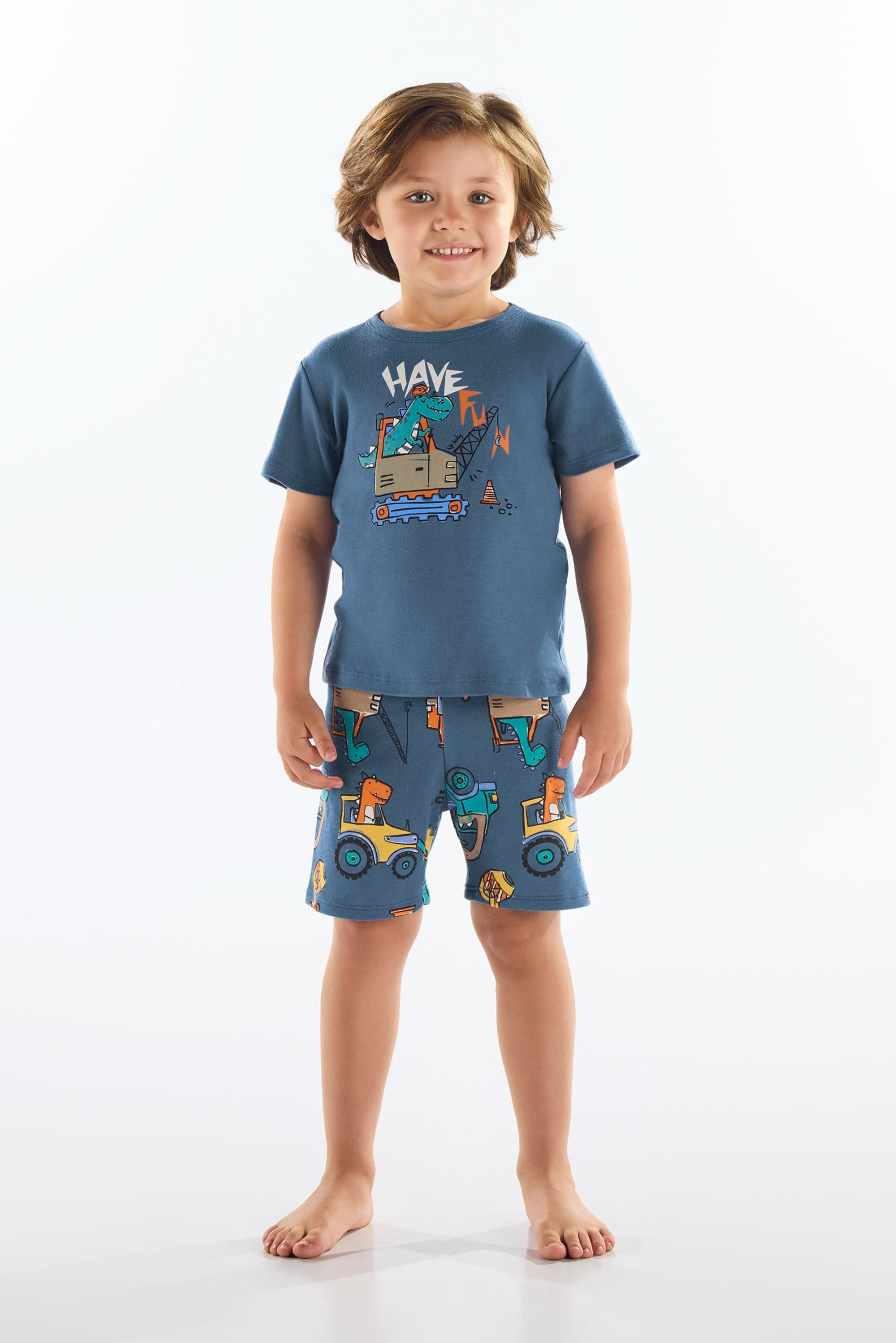 Pijama Camiseta e Bermuda em Suedine Infantil Masculino (Azul Marinho) Up Baby
