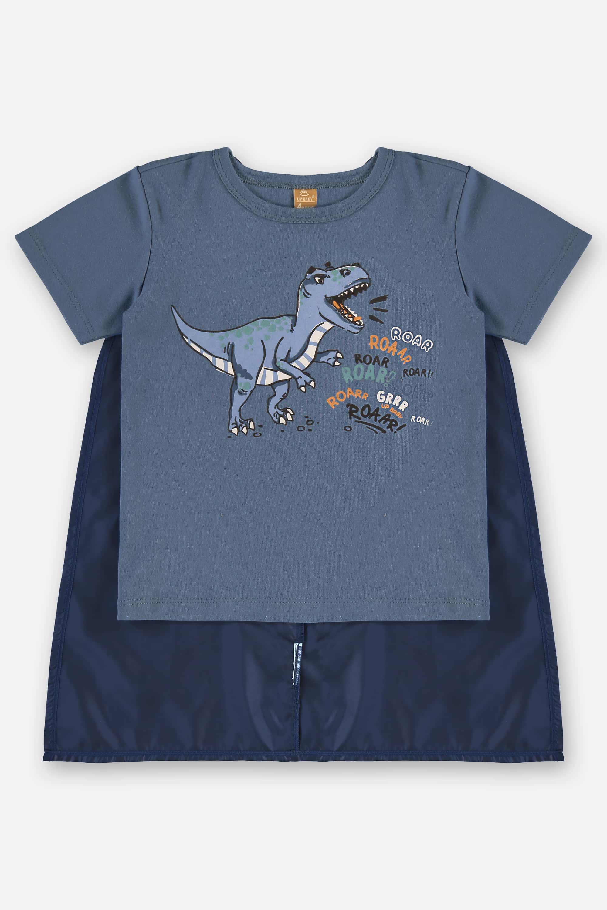 Pijama Dino Infantil Masculino em Suedine com Capa (Azul Marinho) Up Baby - Imagem 3