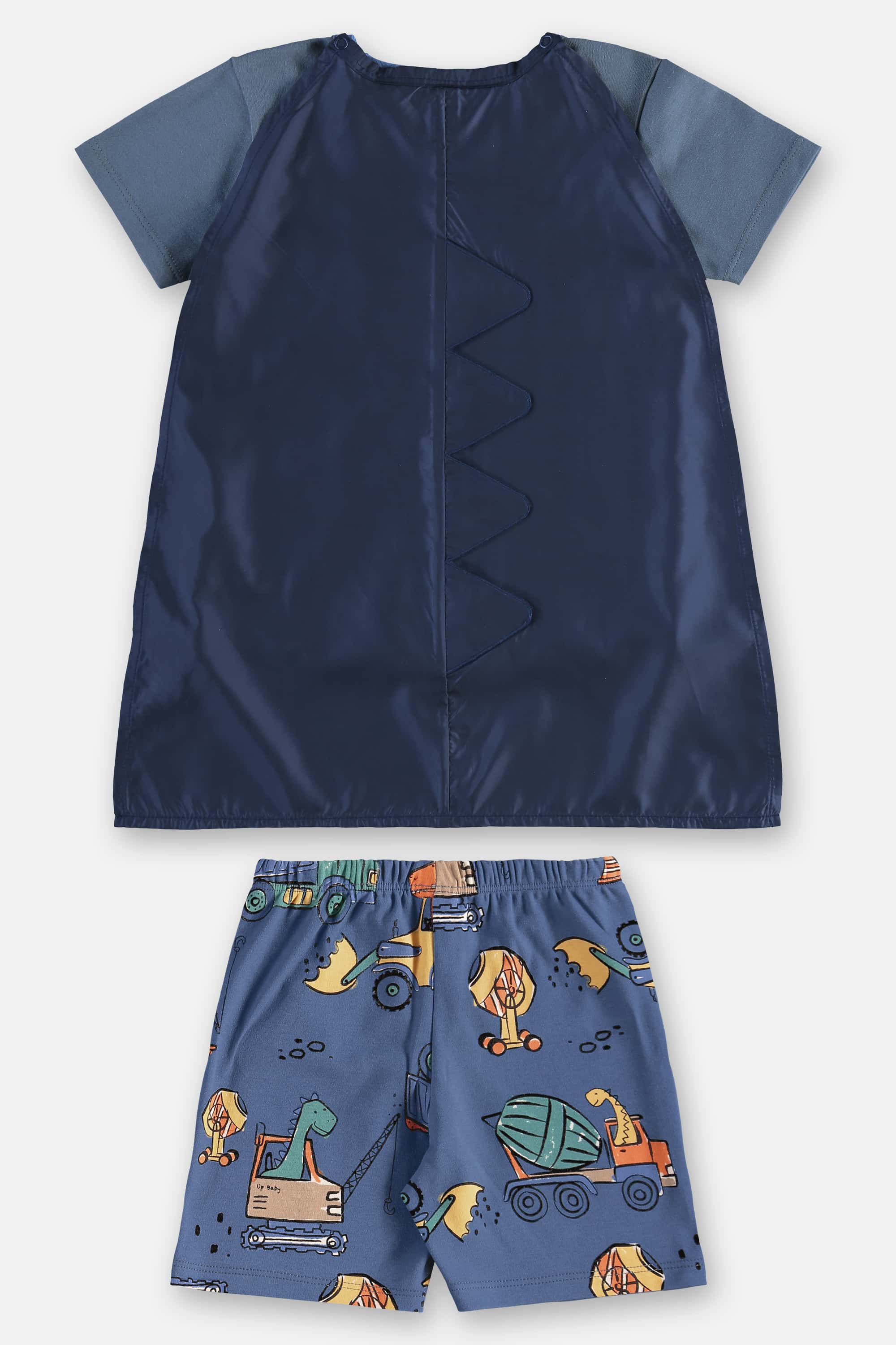 Pijama Dino Infantil Masculino em Suedine com Capa (Azul Marinho) Up Baby - Imagem 14