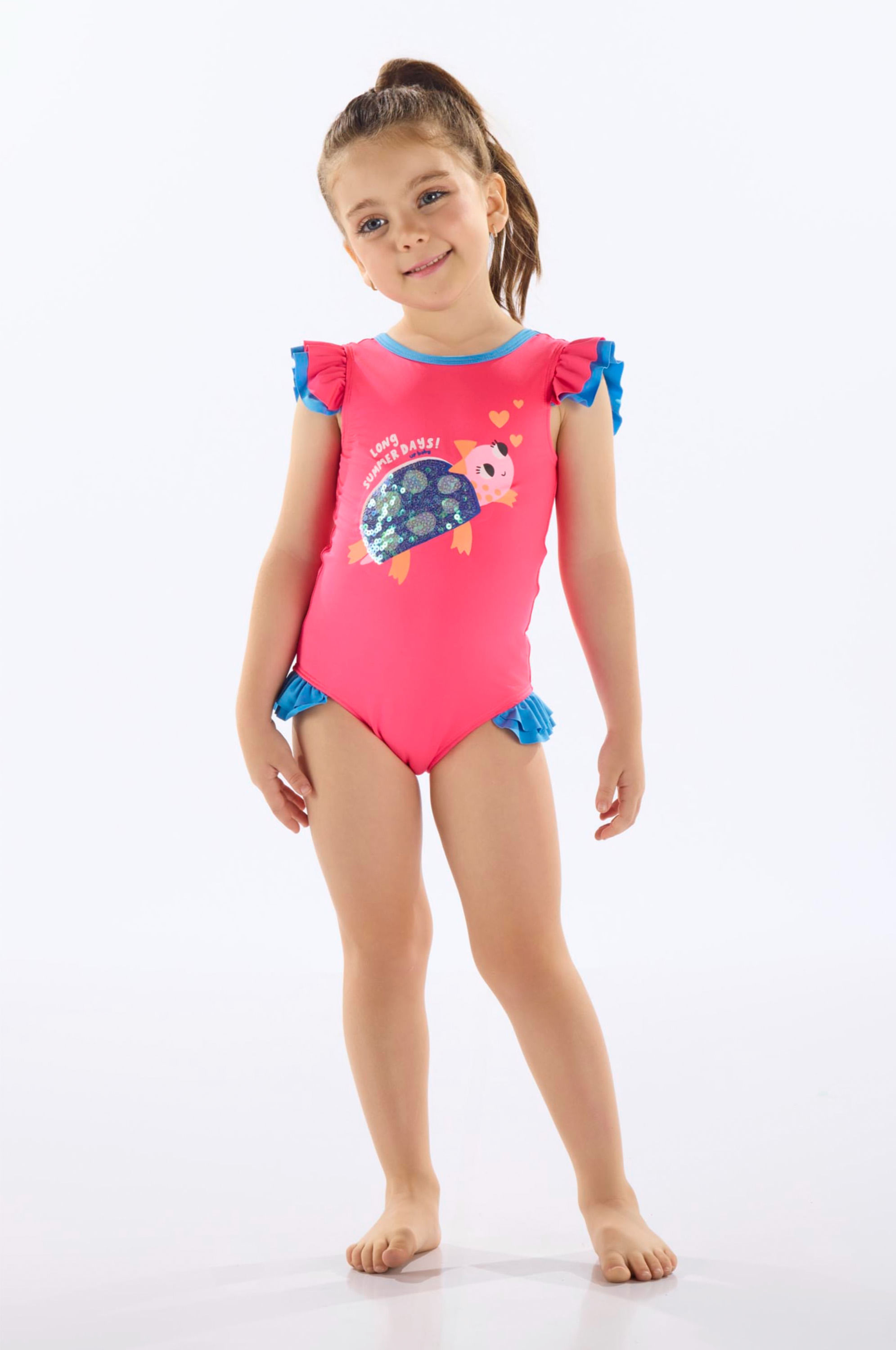 Maiô Infantil em Poliéster e Elastano FPS +50 (Rosa) Up Baby