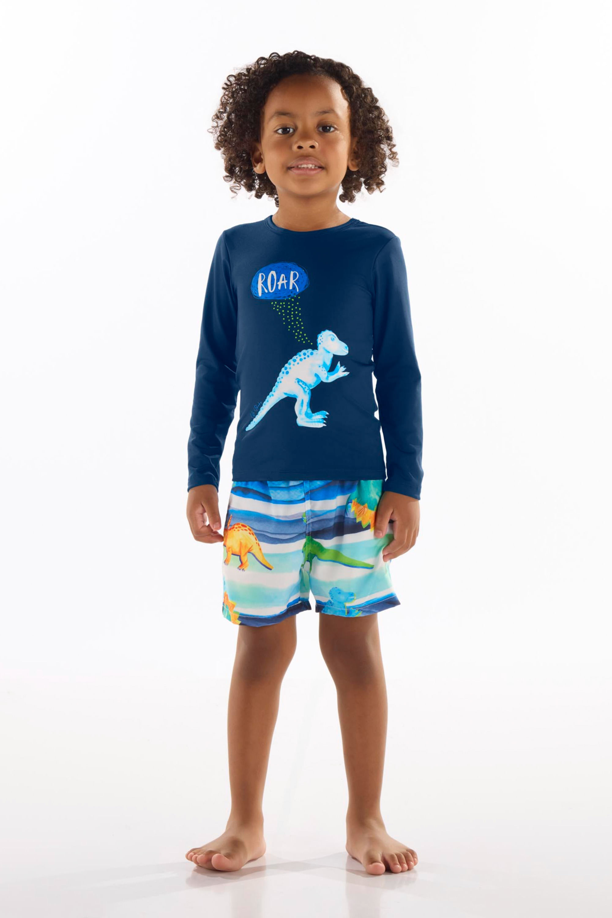 Conjunto Camiseta FPS +50 e Short Infantil Masculino (Azul Marinho) Up Baby - Imagem 9