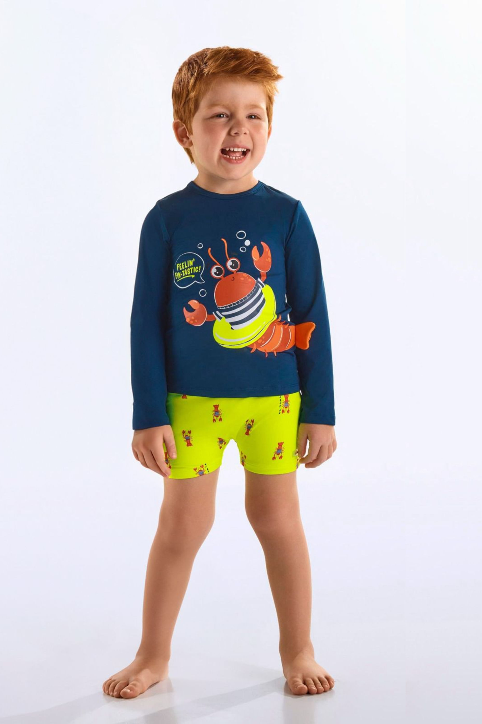 Conjunto Camiseta e Sunga Infantil em Malha FPS+50 (Azul Marinho) Up Baby - Imagem 49