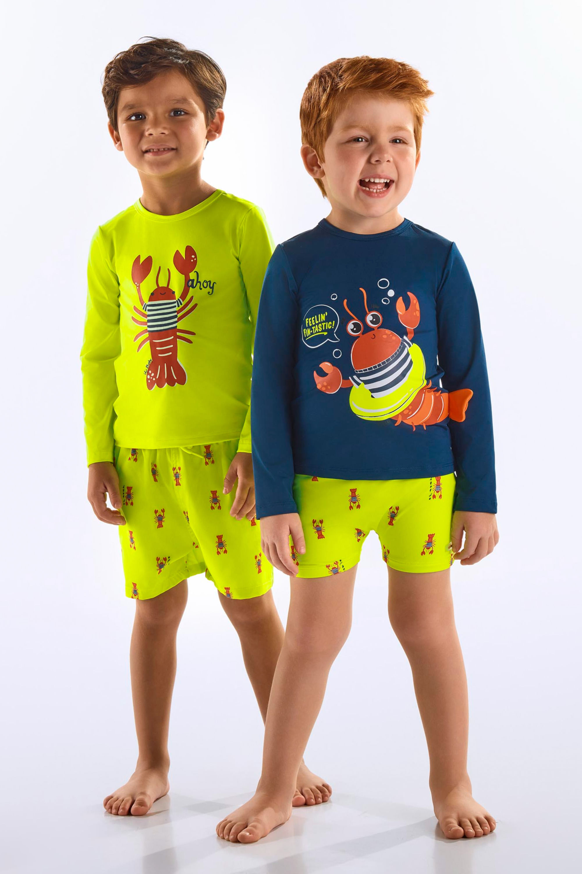 Conjunto Camiseta e Sunga Infantil em Malha FPS+50 (Azul Marinho) Up Baby - Imagem 8