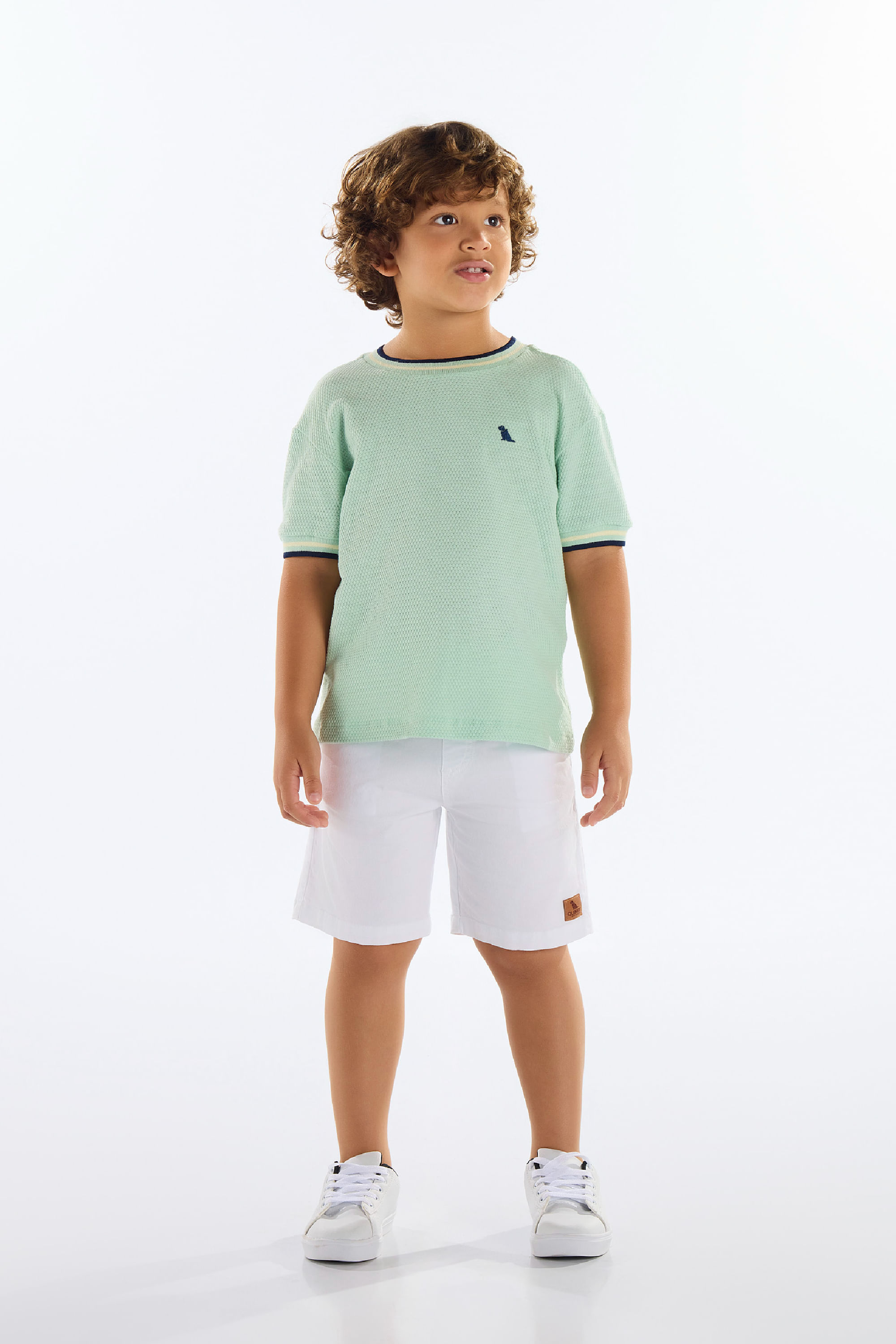 Camiseta Infantil Masculina em Malha Colmeia (Verde) Quimby