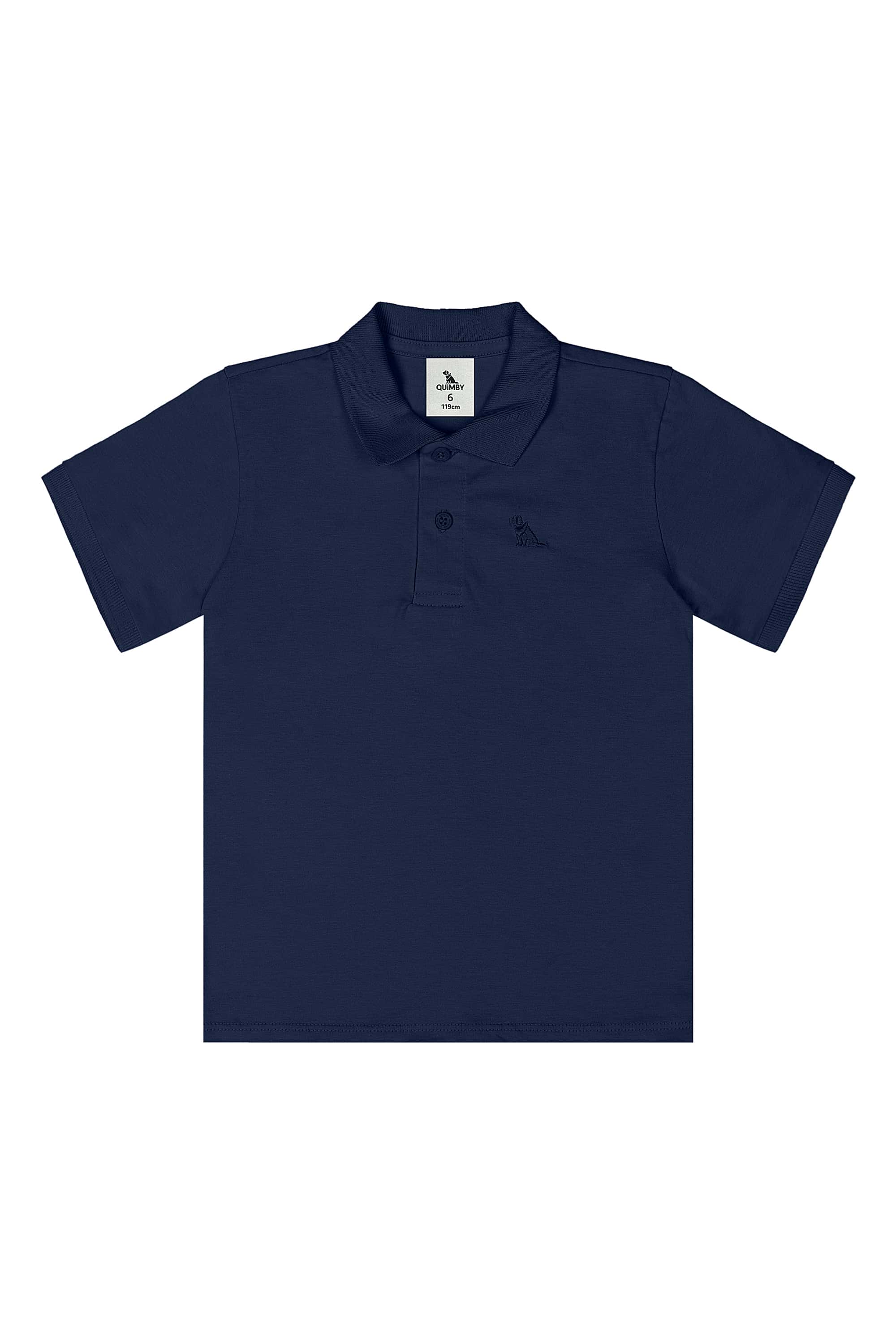 Camisa Polo Infantil Masculina em Meia Malha (Azul Marinho) Quimby