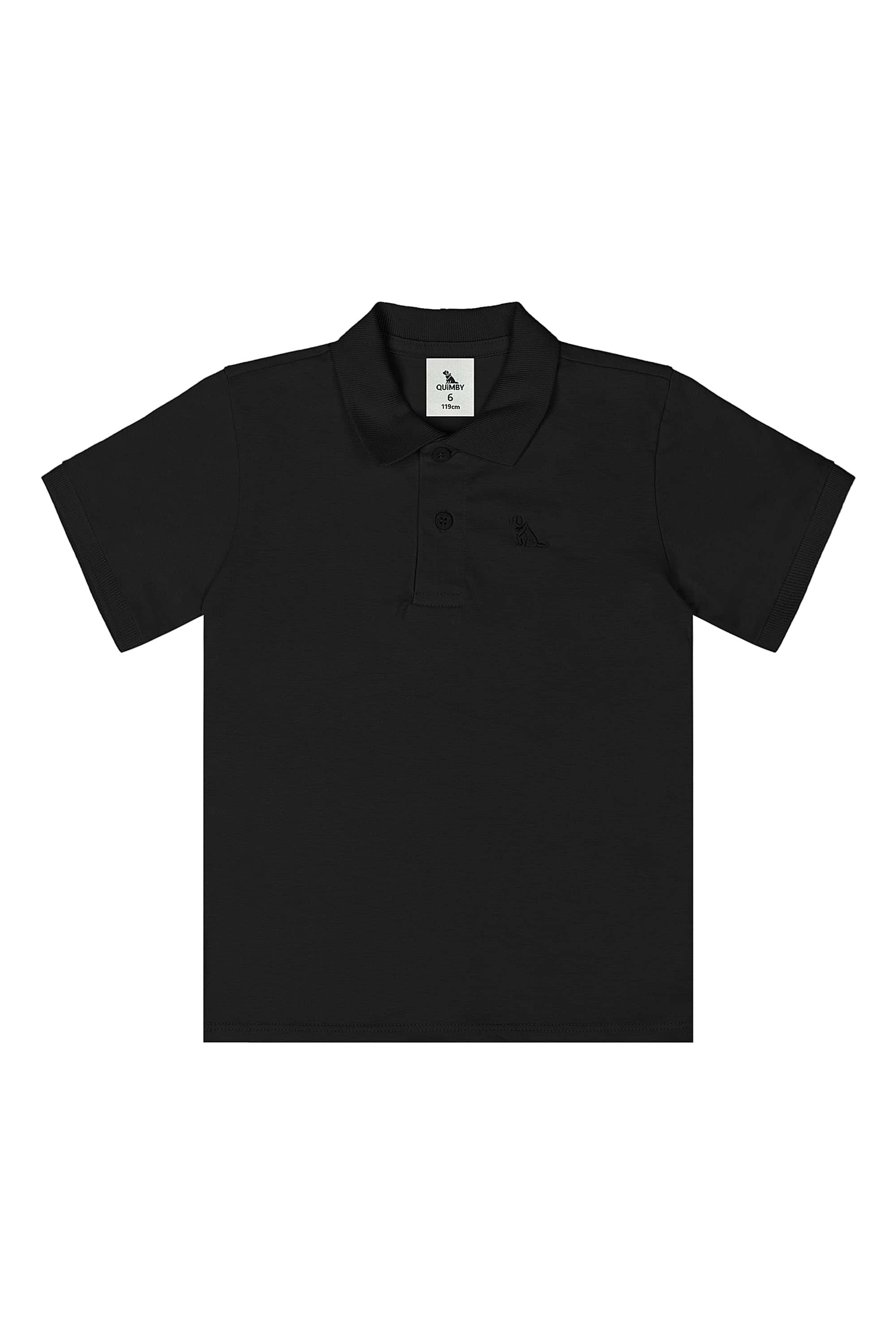 Camisa Polo Infantil Masculina em Meia Malha (Preto) Quimby - Imagem 11