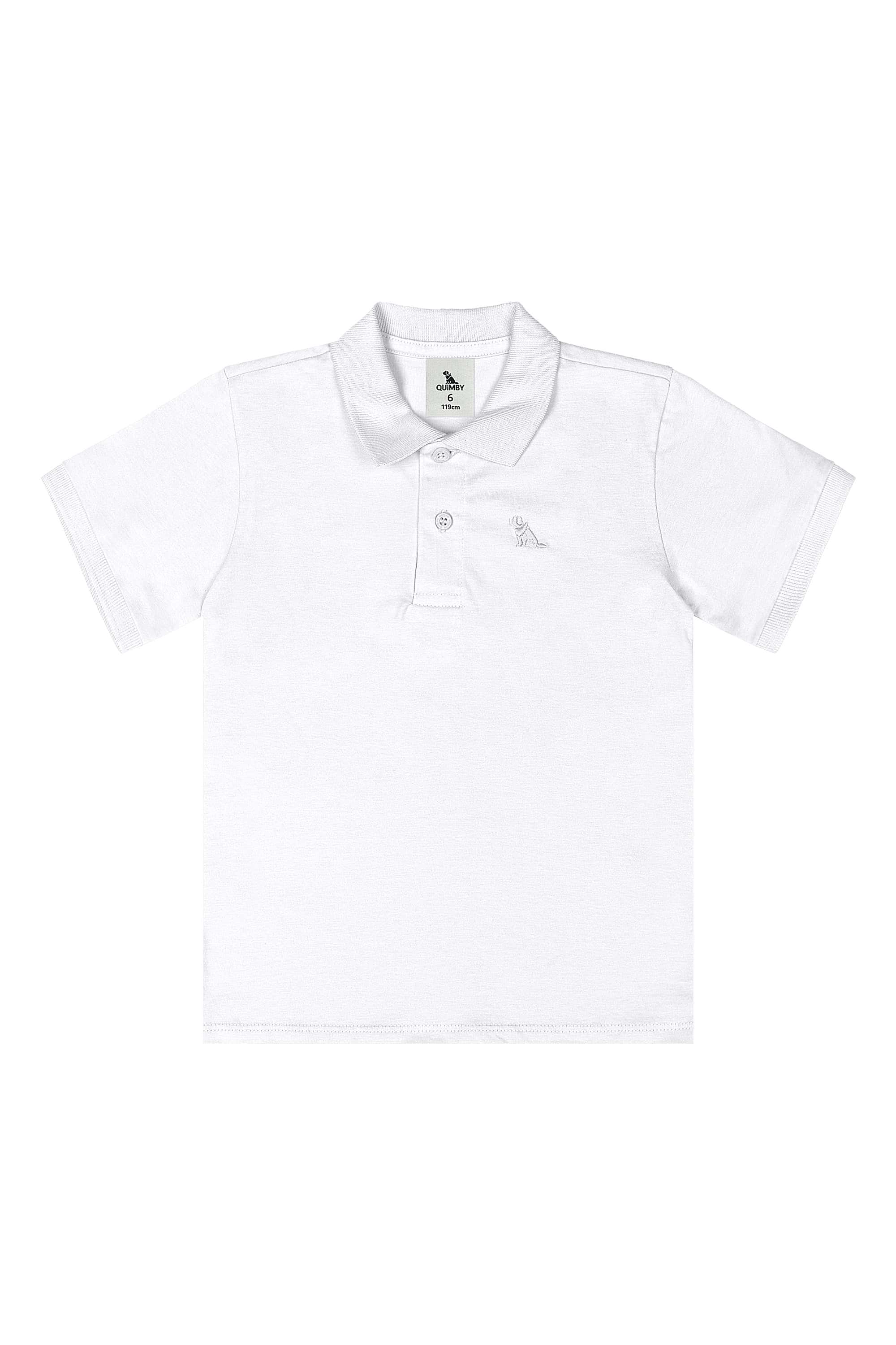 Camisa Polo Infantil Masculina em Meia Malha (Branco) Quimby