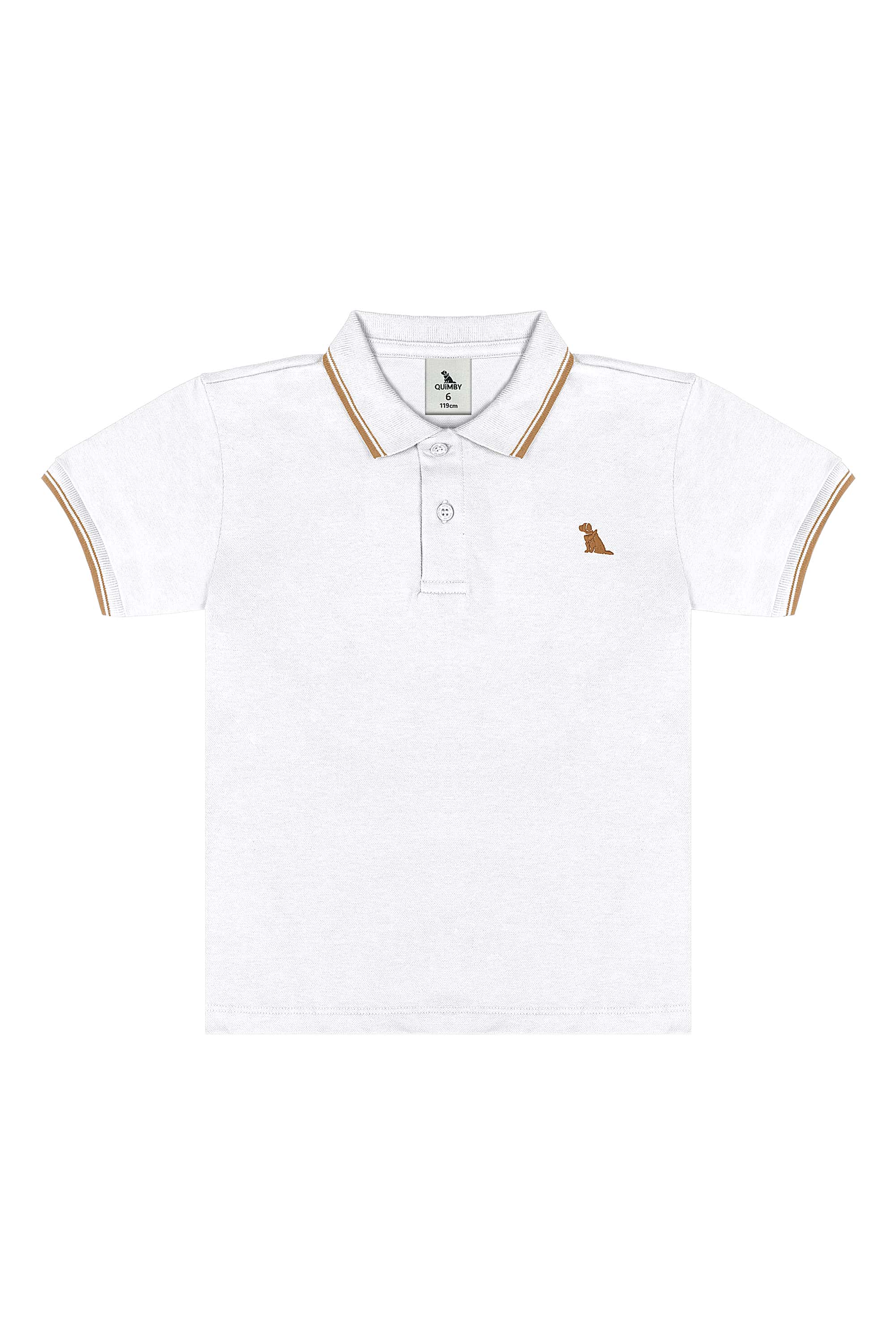 Camisa Polo Infantil Masculina em Piquet com Elastano (Branco) Quimby - Imagem 7