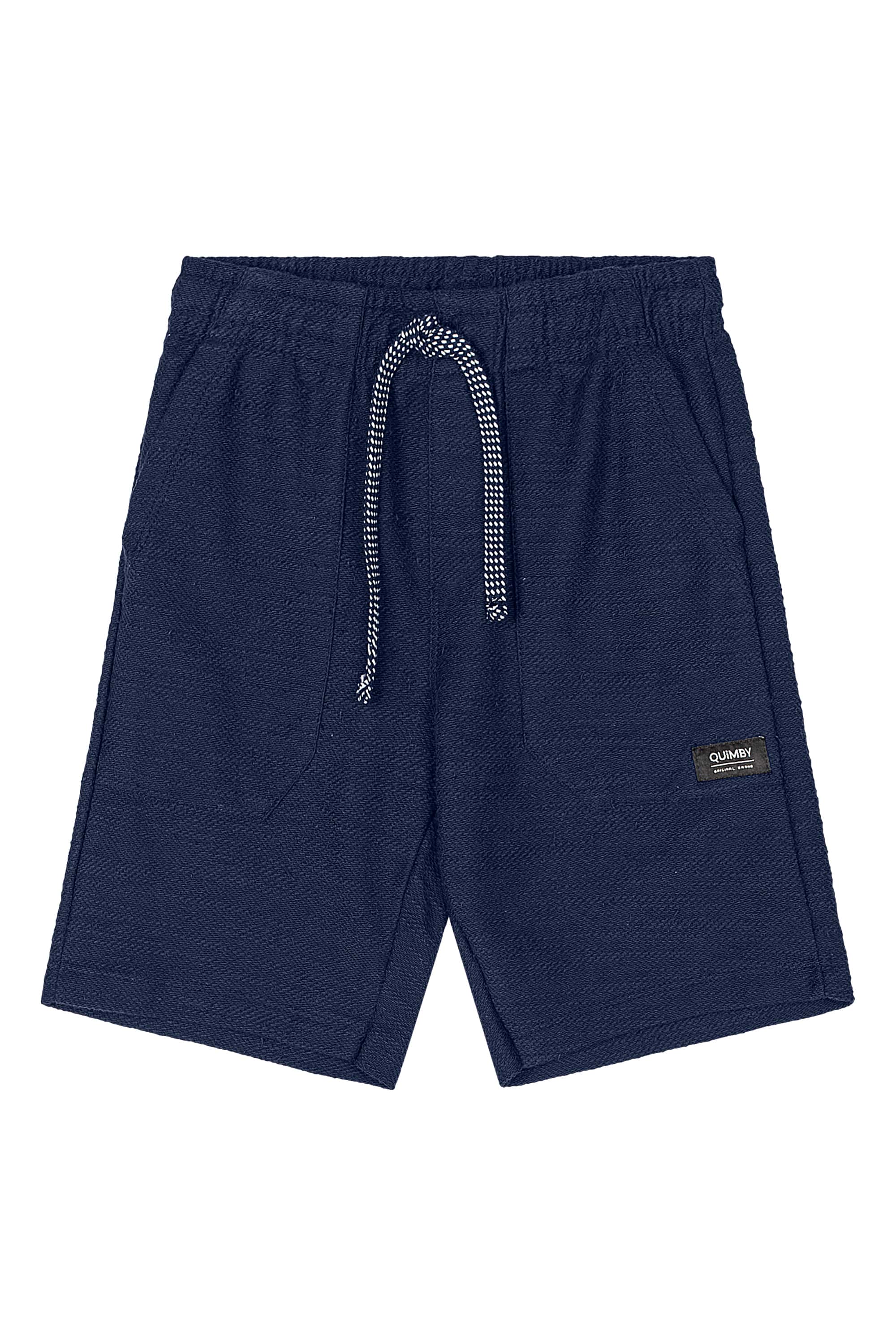 Bermuda Infantil Masculina em Moletom Flamê (Azul Marinho) Quimby