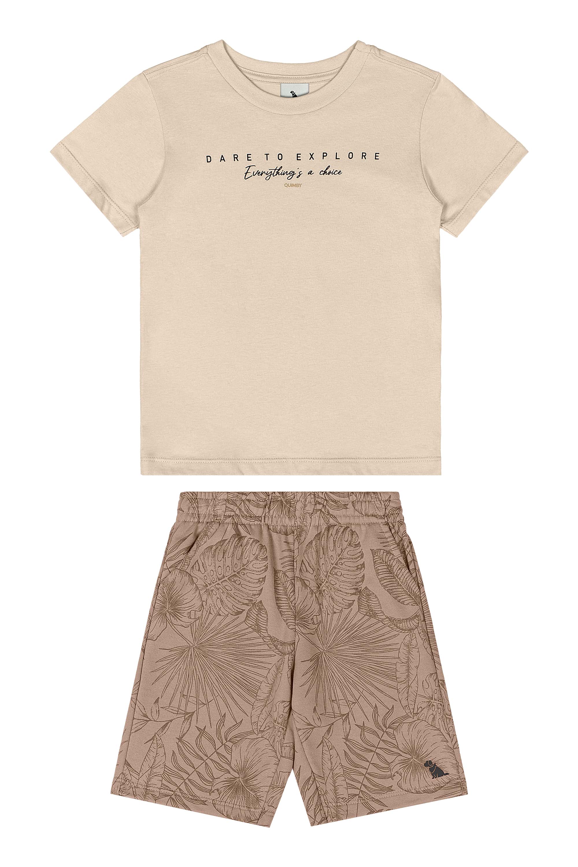 Conjunto com Camiseta e Bermuda Infantil (Bege) Quimby - Imagem 32