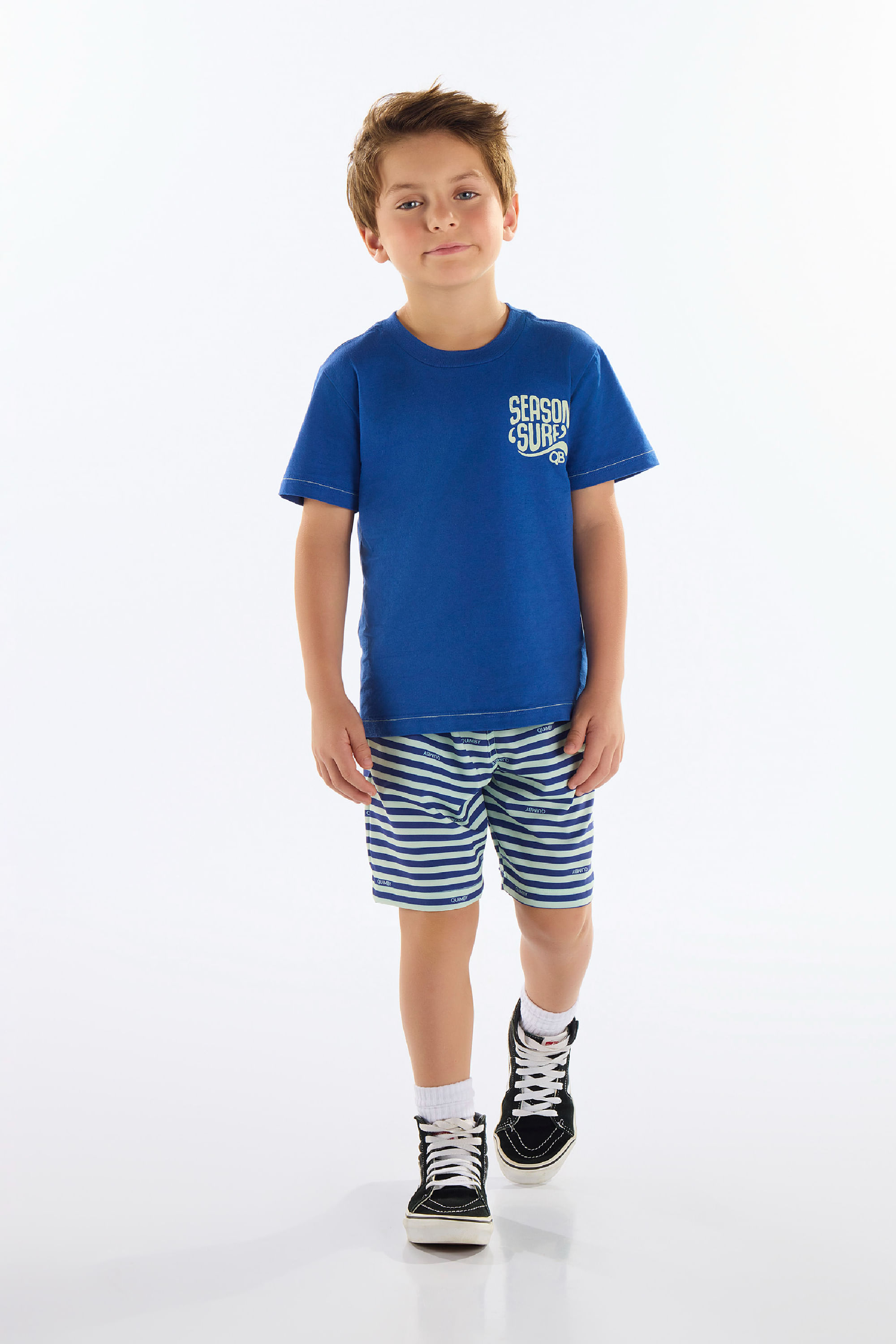 Bermuda Infantil Masculina em Microfibra (Azul) Quimby - Imagem 3