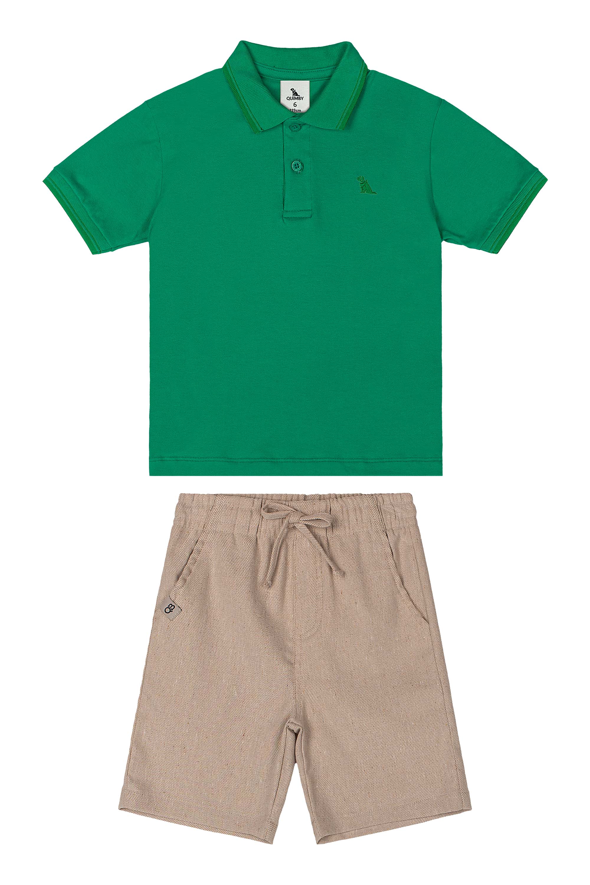 Conjunto Infantil com Polo e Bermuda (Verde) Quimby - Imagem 20