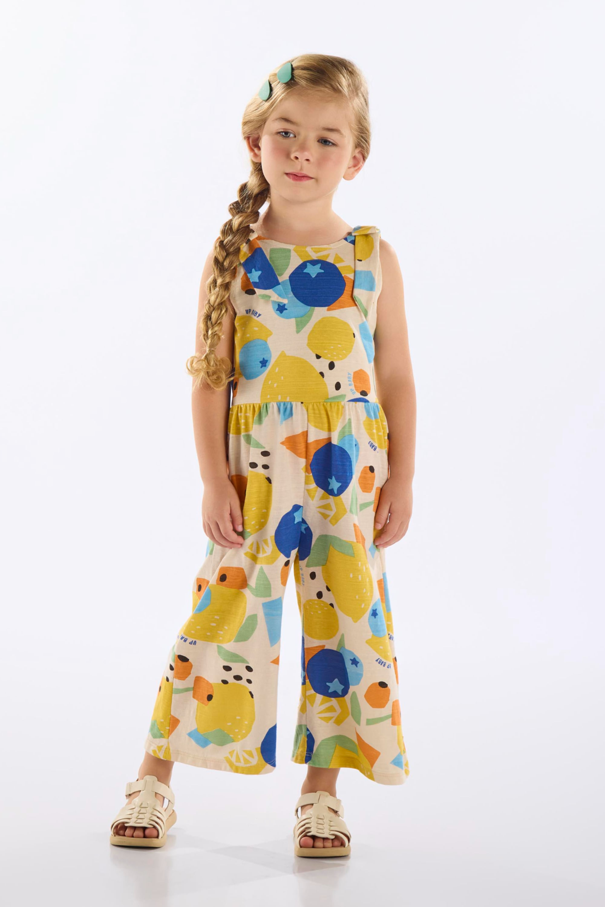 Macacão Infantil Feminino em Algodão de Frutas (Bege) Up Baby - Imagem 25